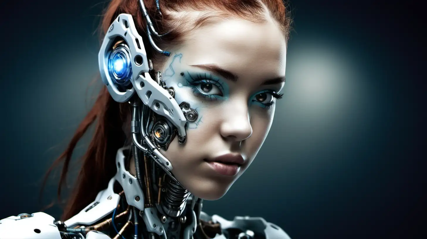 Beautiful Cyborg Woman with Striking Cybernetic Features