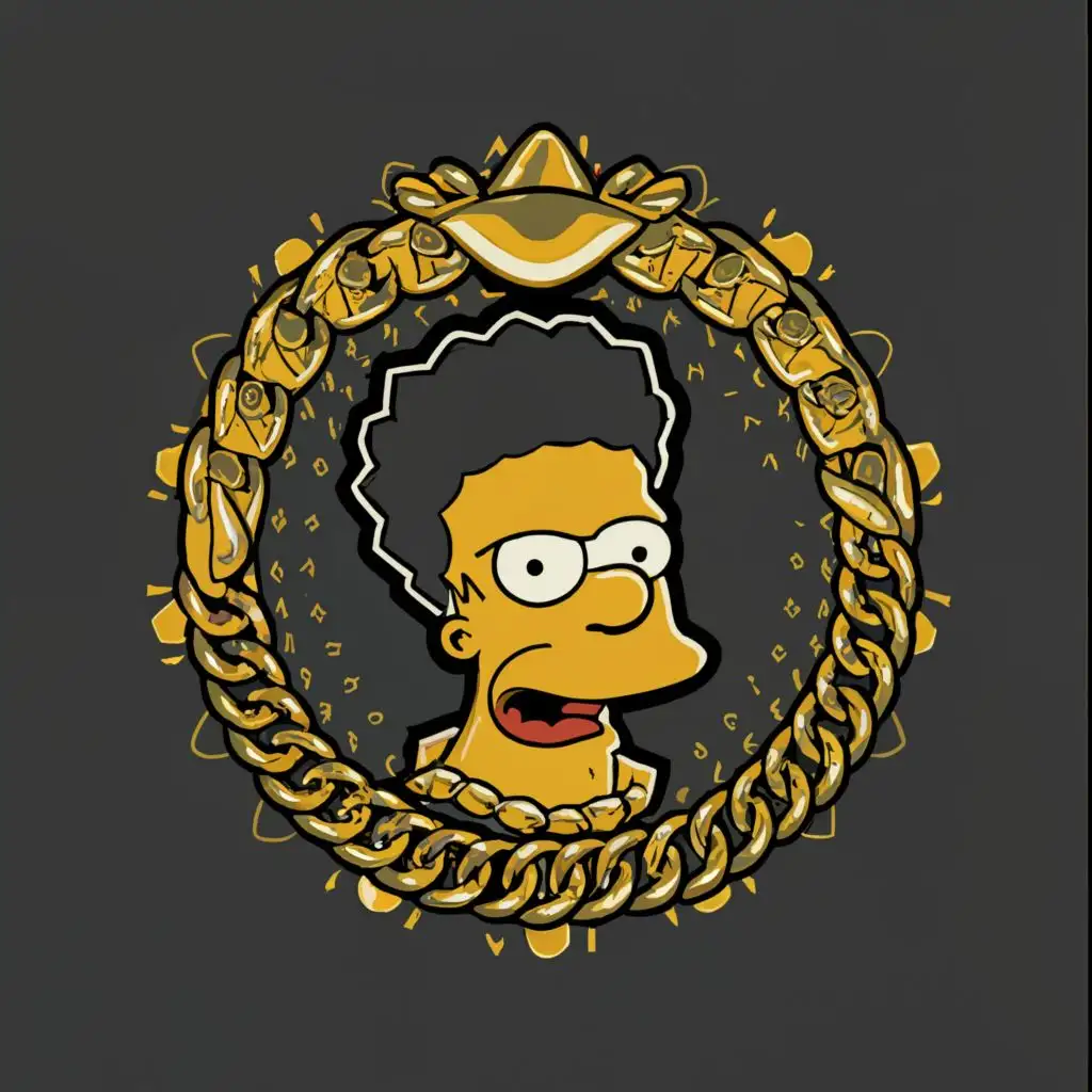 a logo design,with the text "rich Apu", main symbol:Apu (Simpson), gold chains,complex,be used in Entertainment industry,clear background