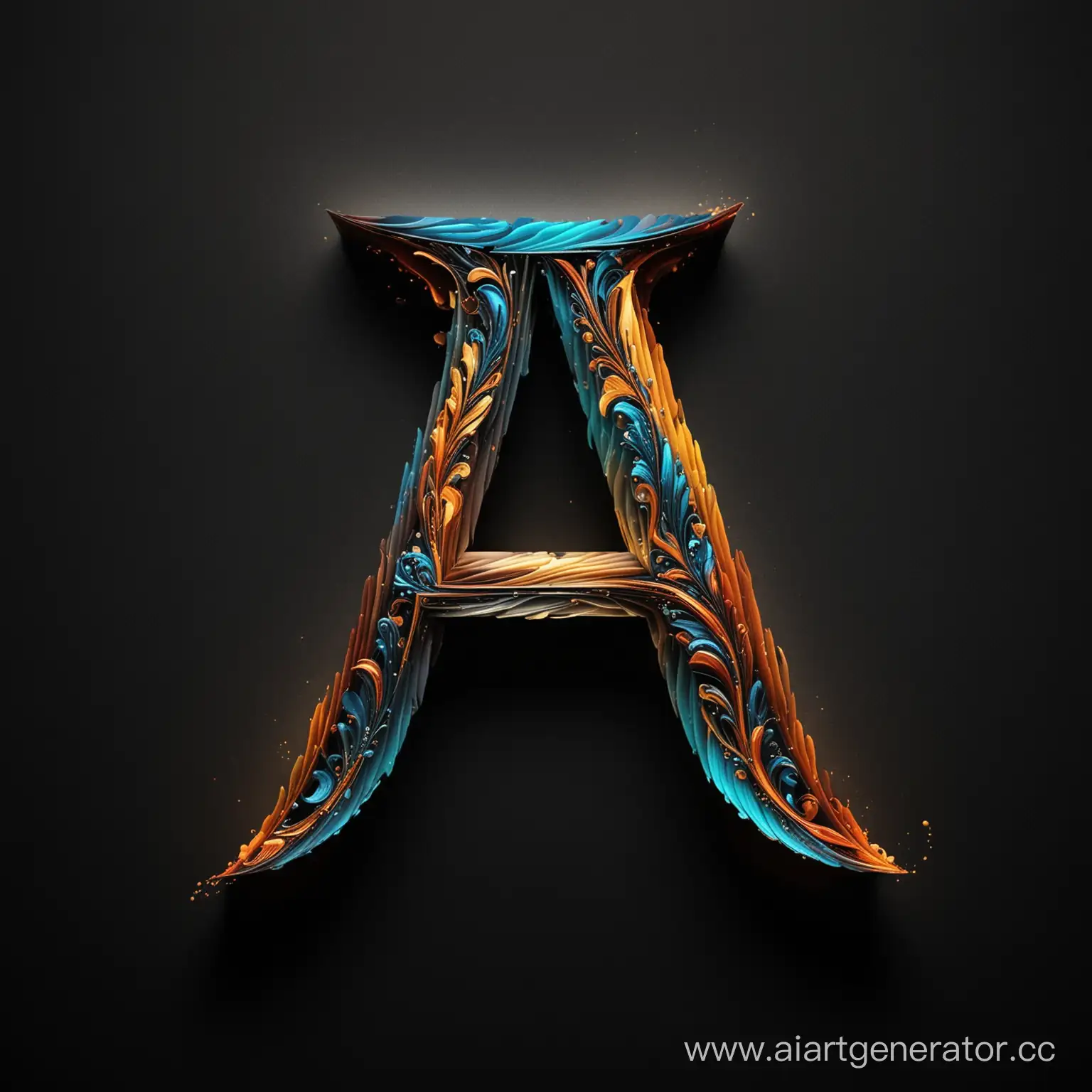 Vibrant-Bright-Letter-A-on-Black-Background