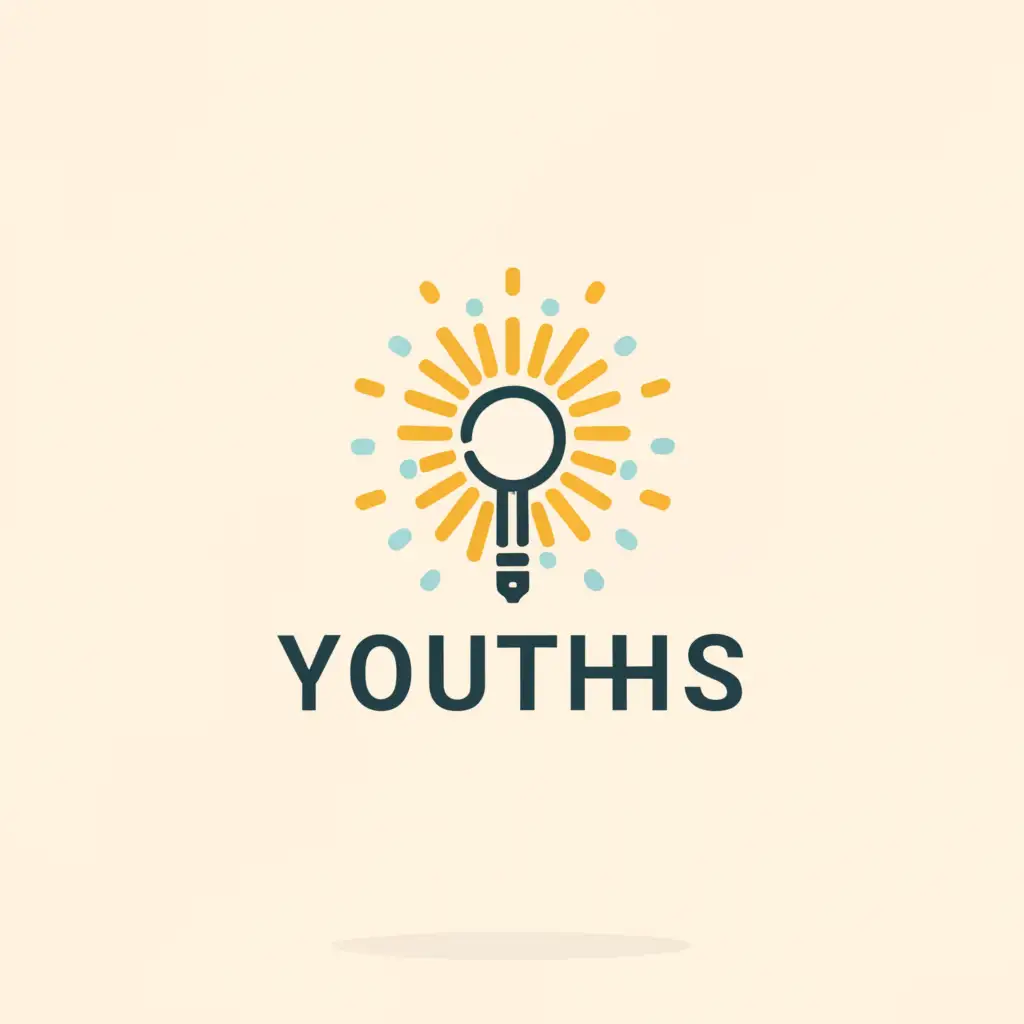 a logo design,with the text "Youths", main symbol:Sun, magnifying glass, youths, research,Moderate,clear background