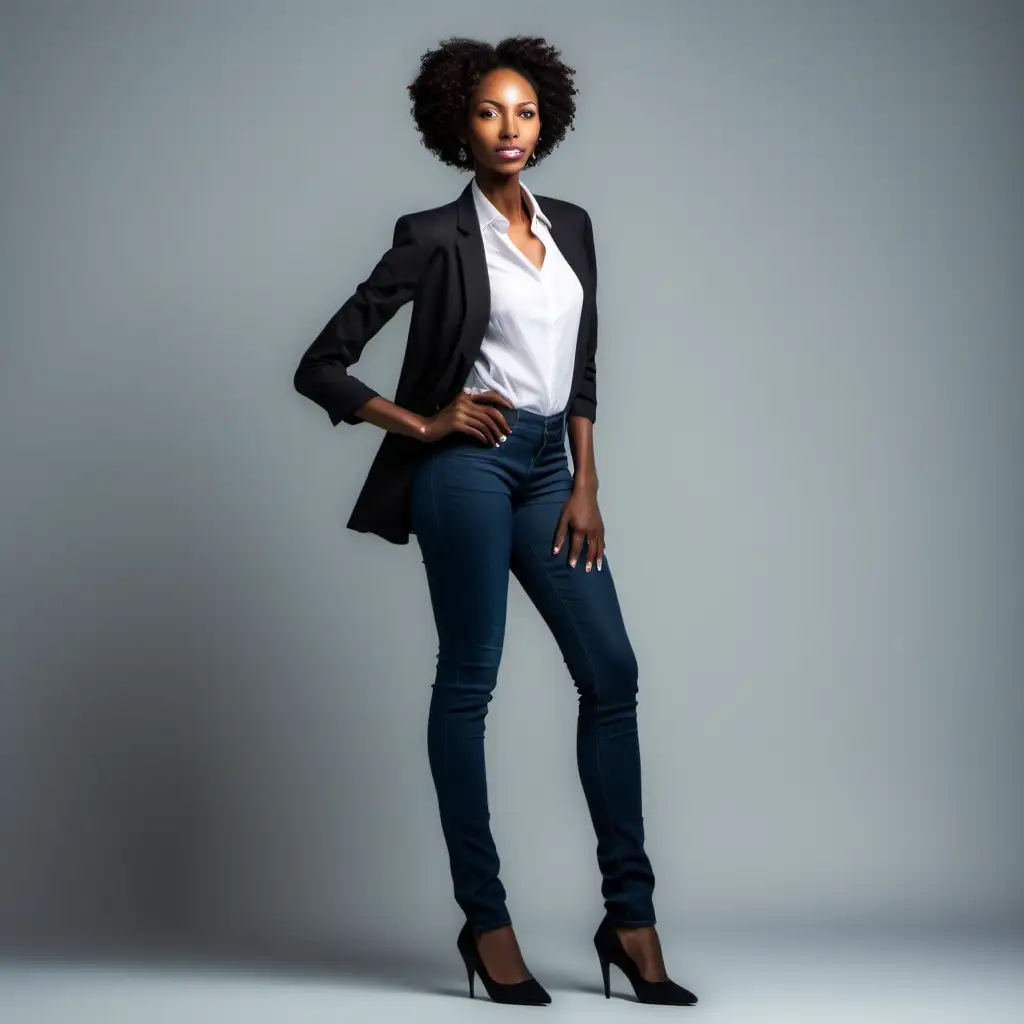 Tall, slim African-American woman in semi casual wear