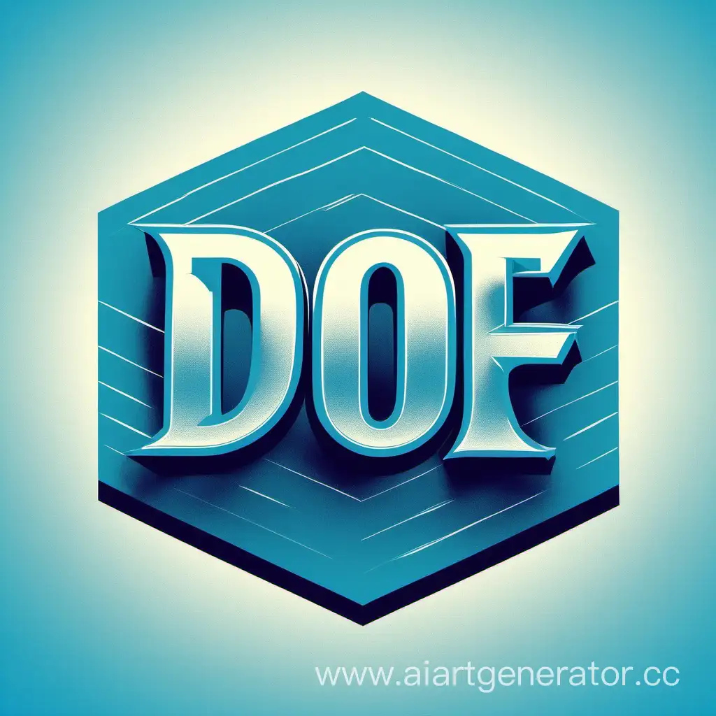 Create a logo with the name "D O F"  blue font