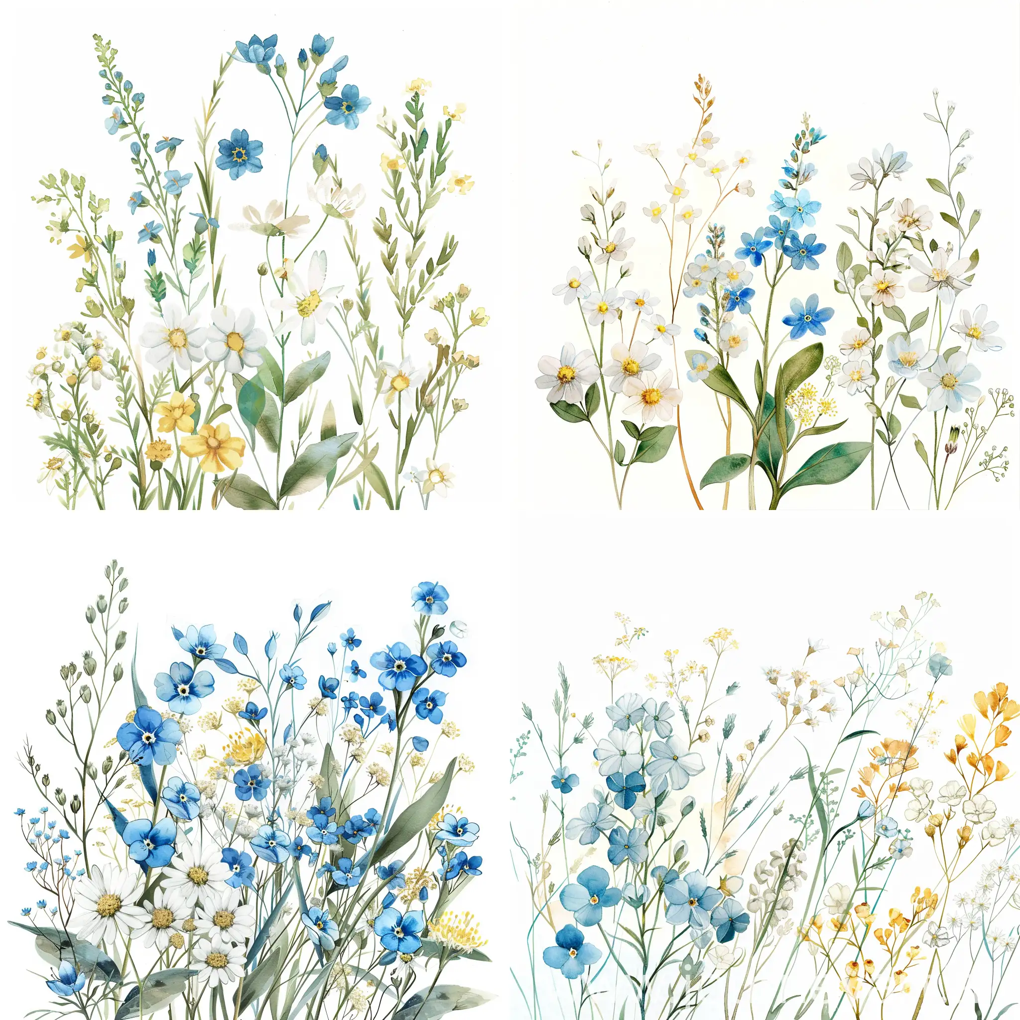 Delicate-Watercolor-Wildflowers-on-White-Background