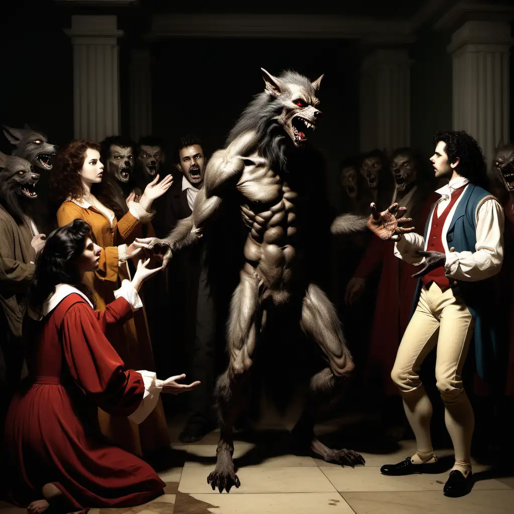 A werewolf being inducted into the royal society of other werewolves