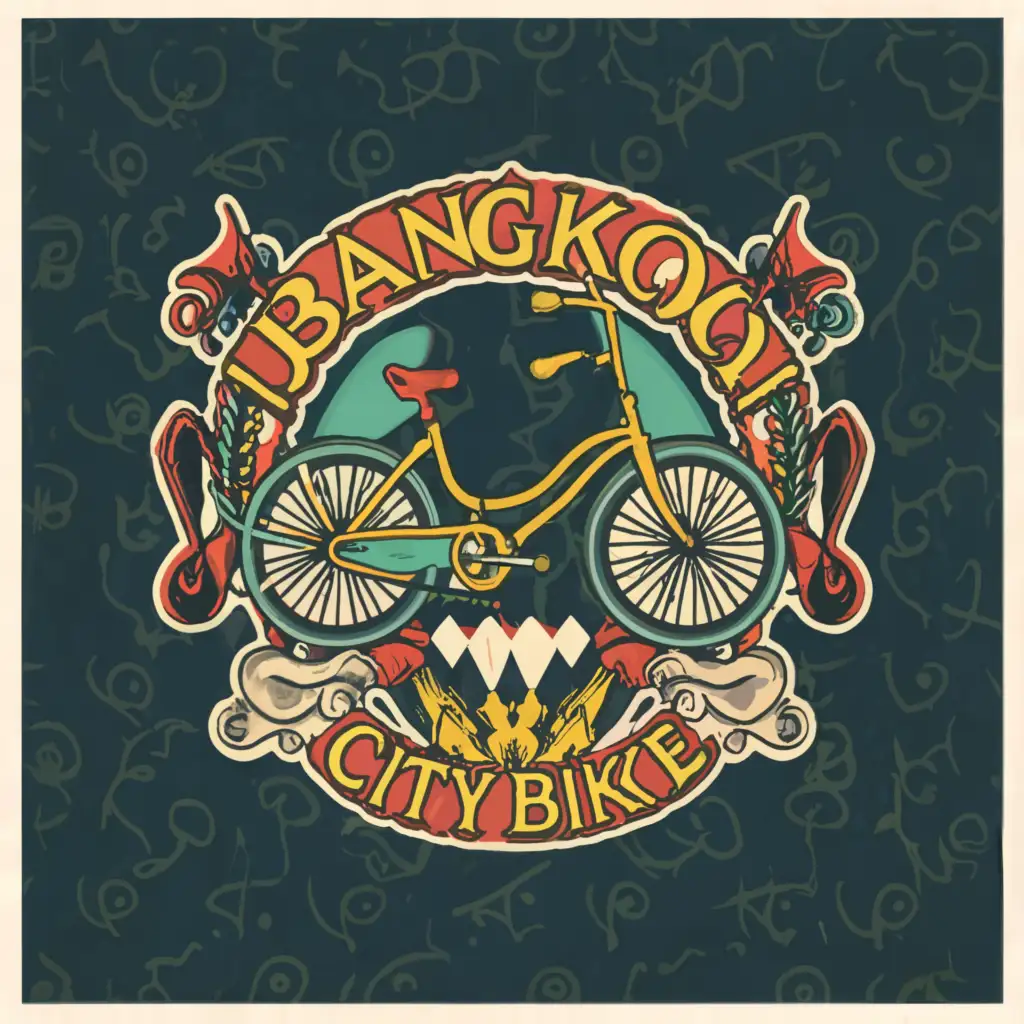 a logo design,with the text "Bangkok City Bike", main symbol:bike, colorful, old,Moderate,clear background