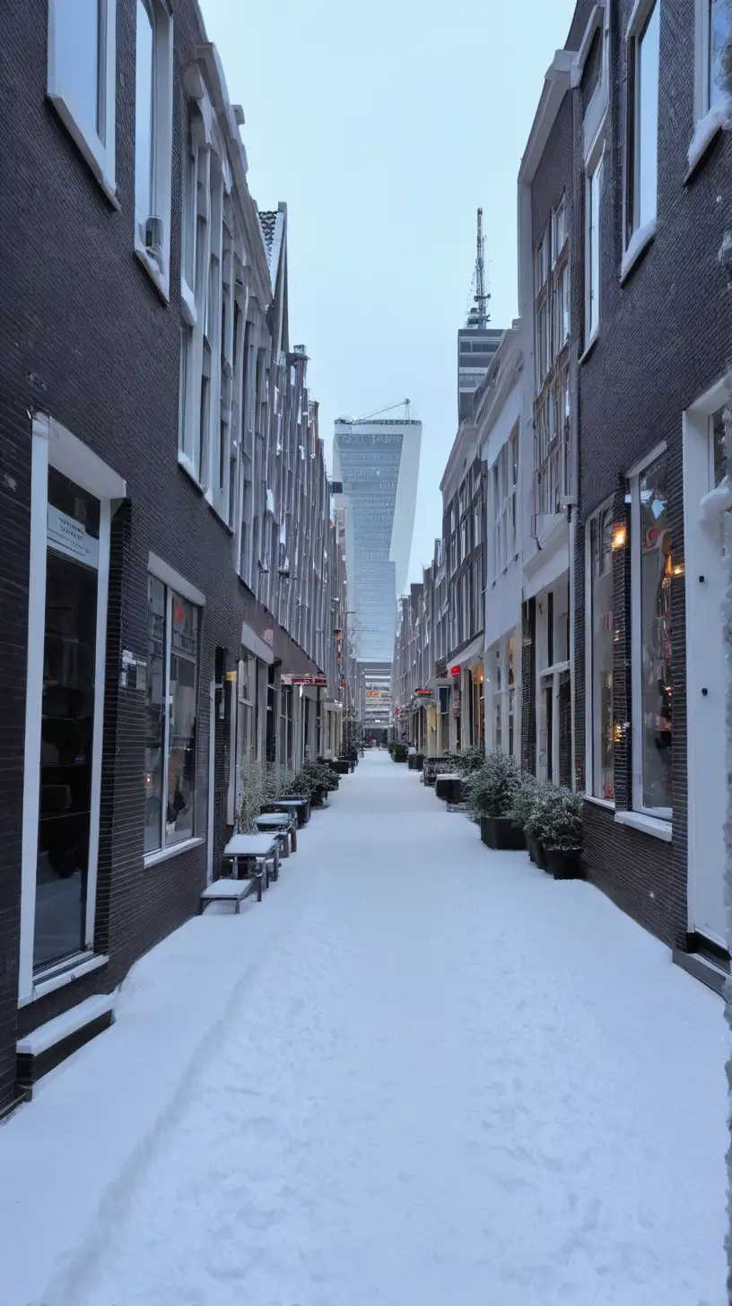 Charming SnowCovered Hoogstraat in Rotterdam