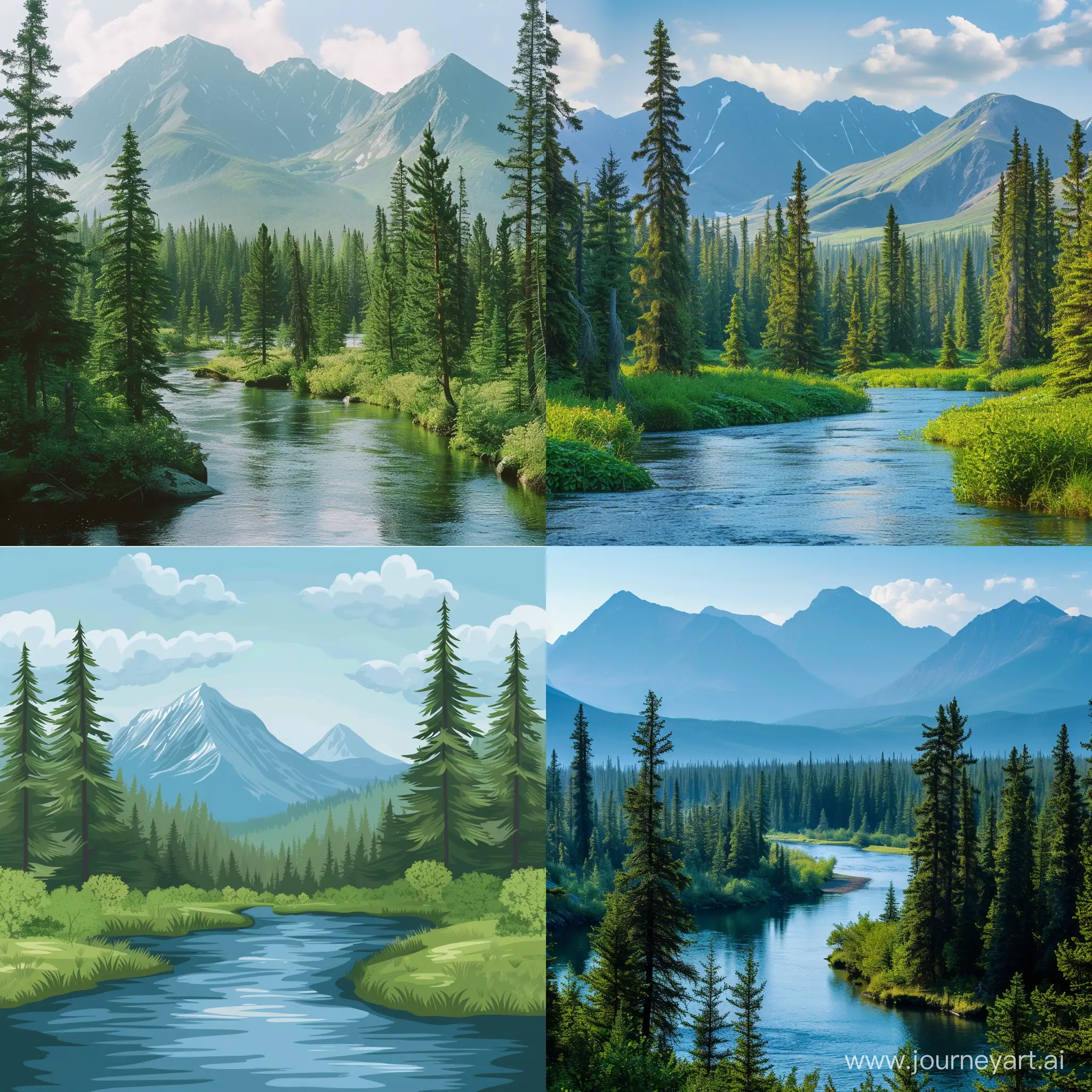 Tranquil-Summer-Landscape-Forest-Mountains-and-River