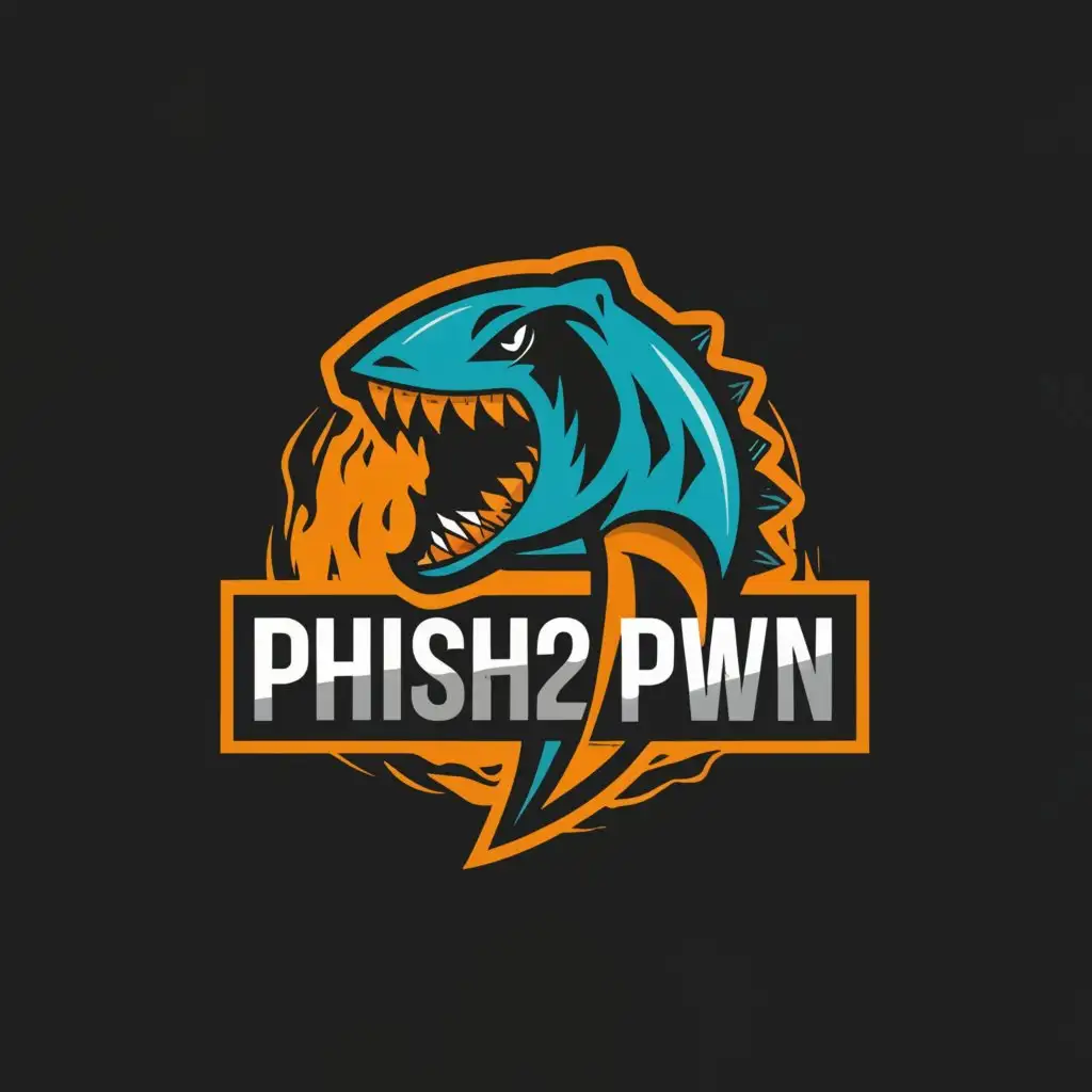 a logo design,with the text "phish2pwn", main symbol:pirahna,Moderate,be used in Technology industry,clear background
