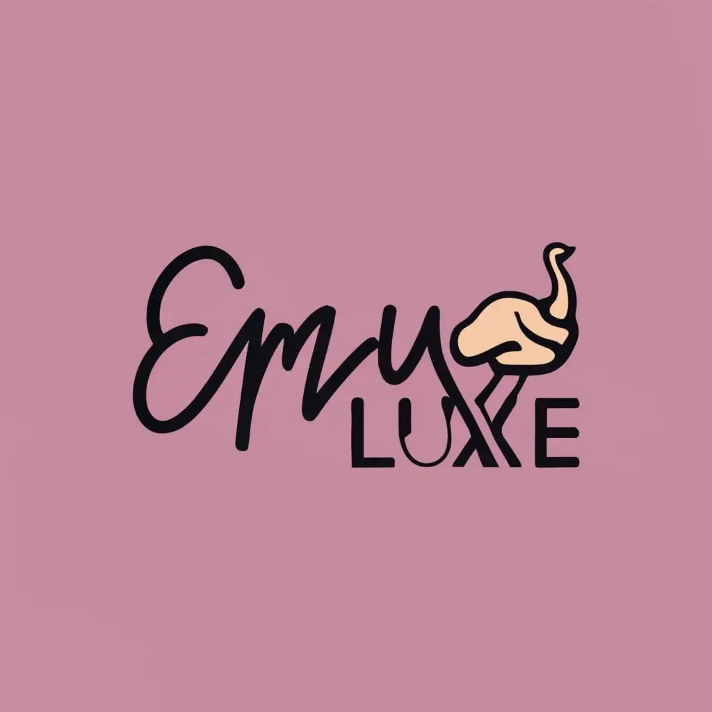 logo, Emu Bird smaller than logo name use pink colour and bright , metalic colours , jewellery store hight text "Emu Luxe"  with the text "EMU Luxe ", typography, be used in Home Family industry