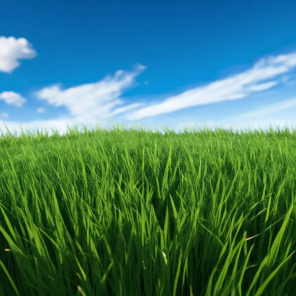 Vibrant Landscape Green Grass under Azure Sky