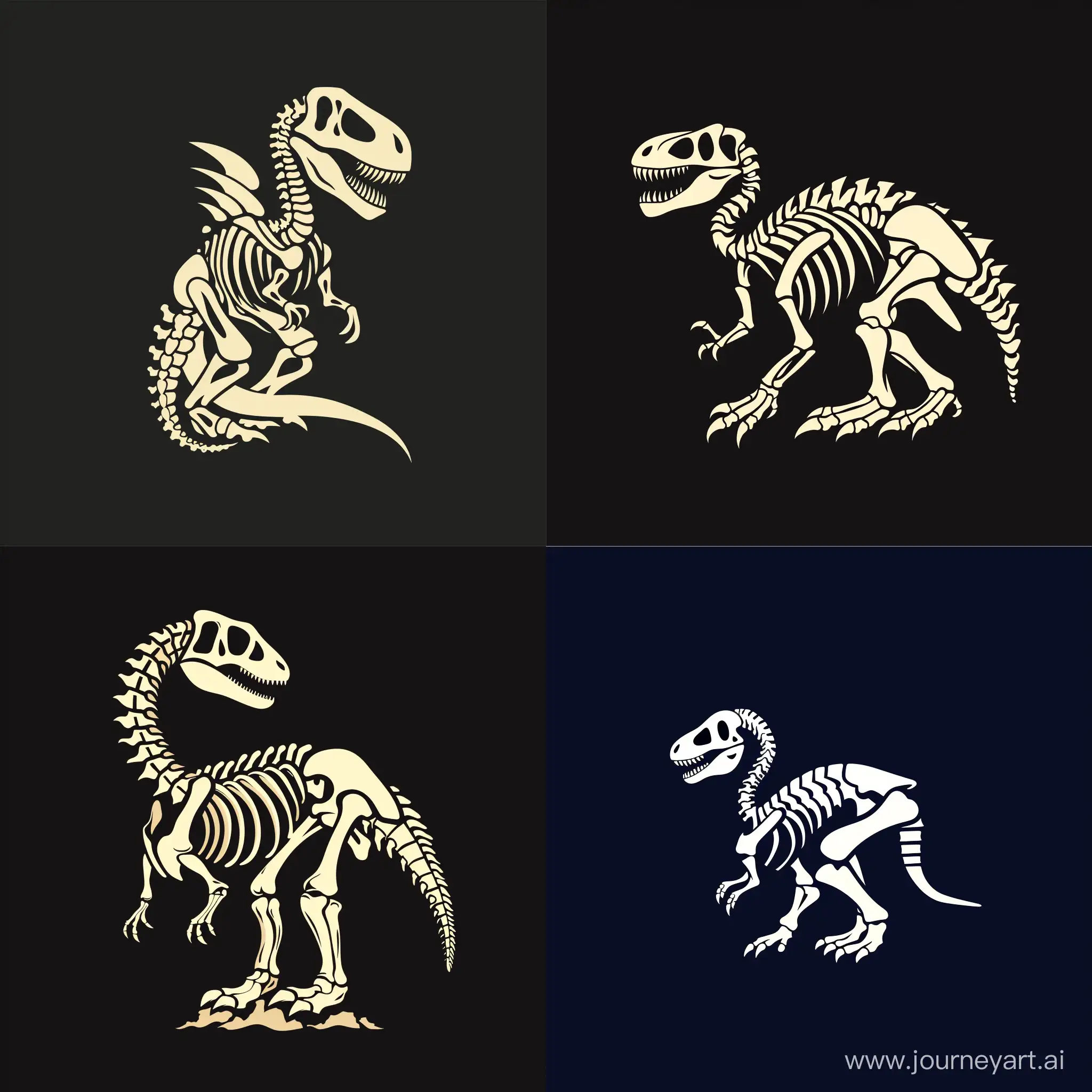 A logo of a skeleton of a dinosaur