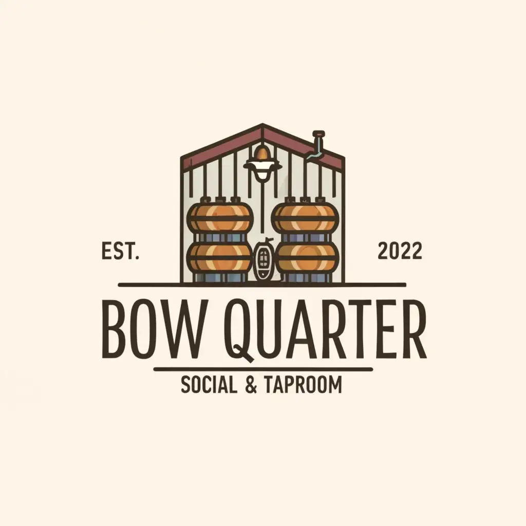 a logo design,with the text "Bow Quarter Social & Taproom", main symbol:warehouse tap room,Moderate,clear background