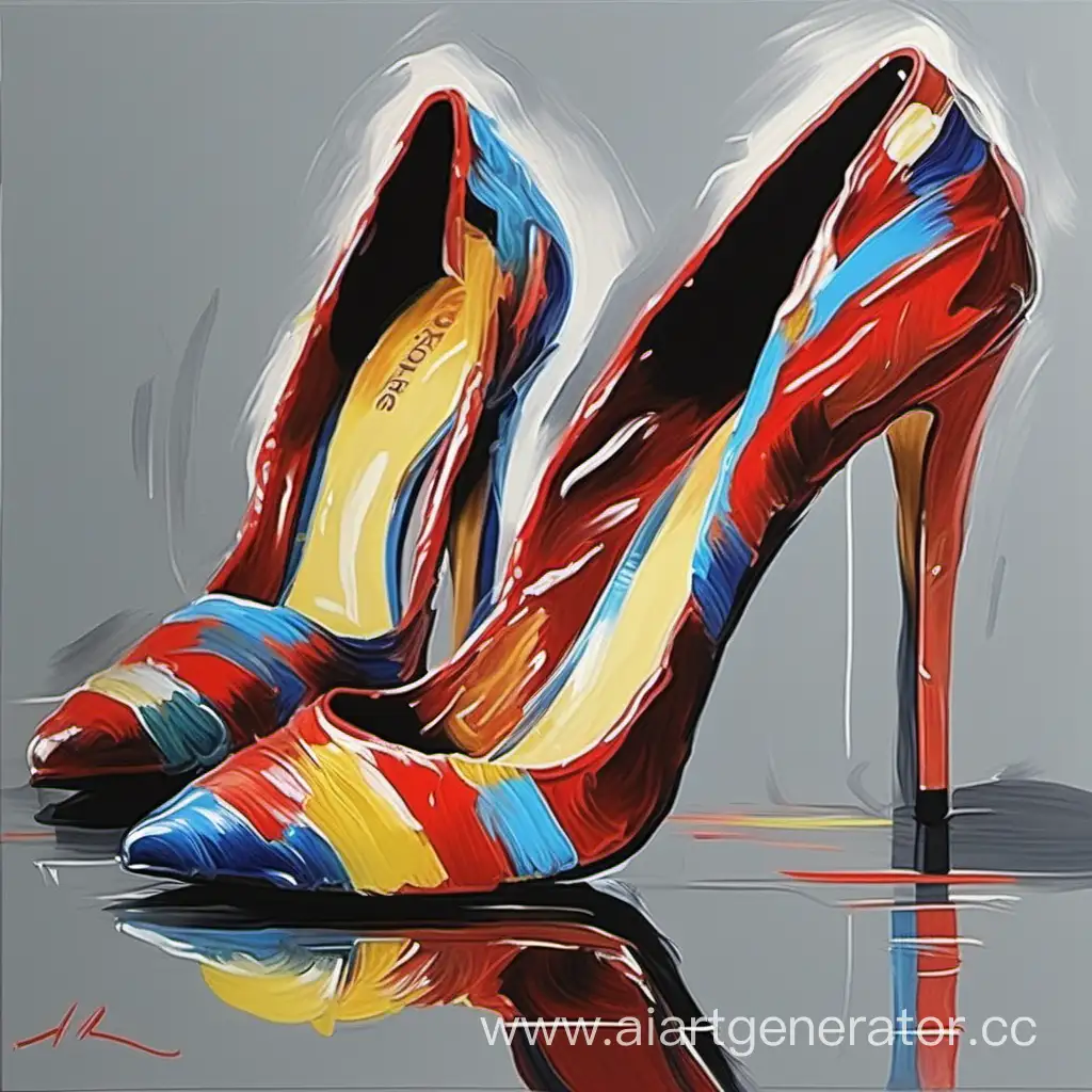 Vibrant-Brushstrokes-Painting-of-Elegant-Shoes