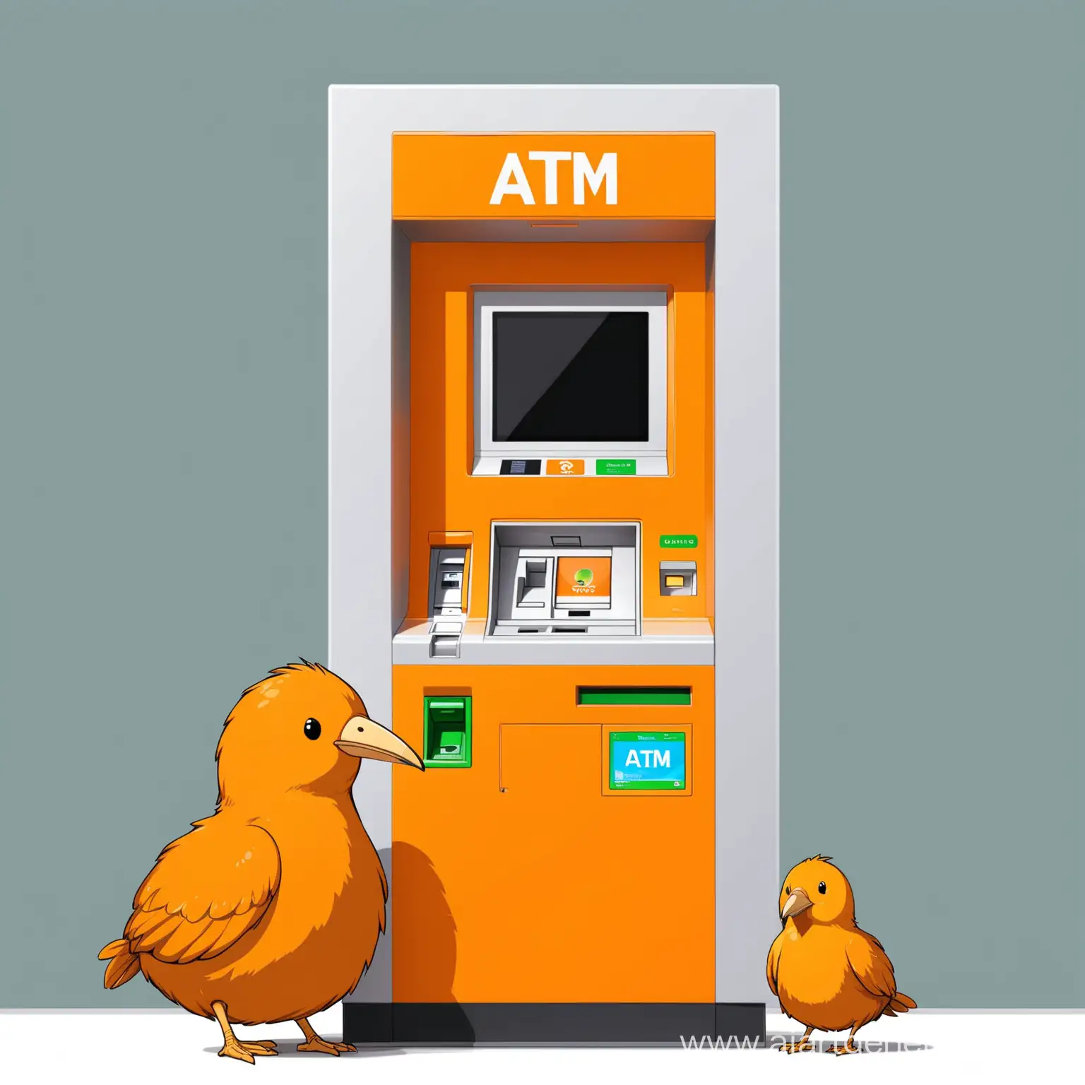 Colorful-Encounter-Orange-Kiwi-ATM-and-Orange-Dodo-Bird