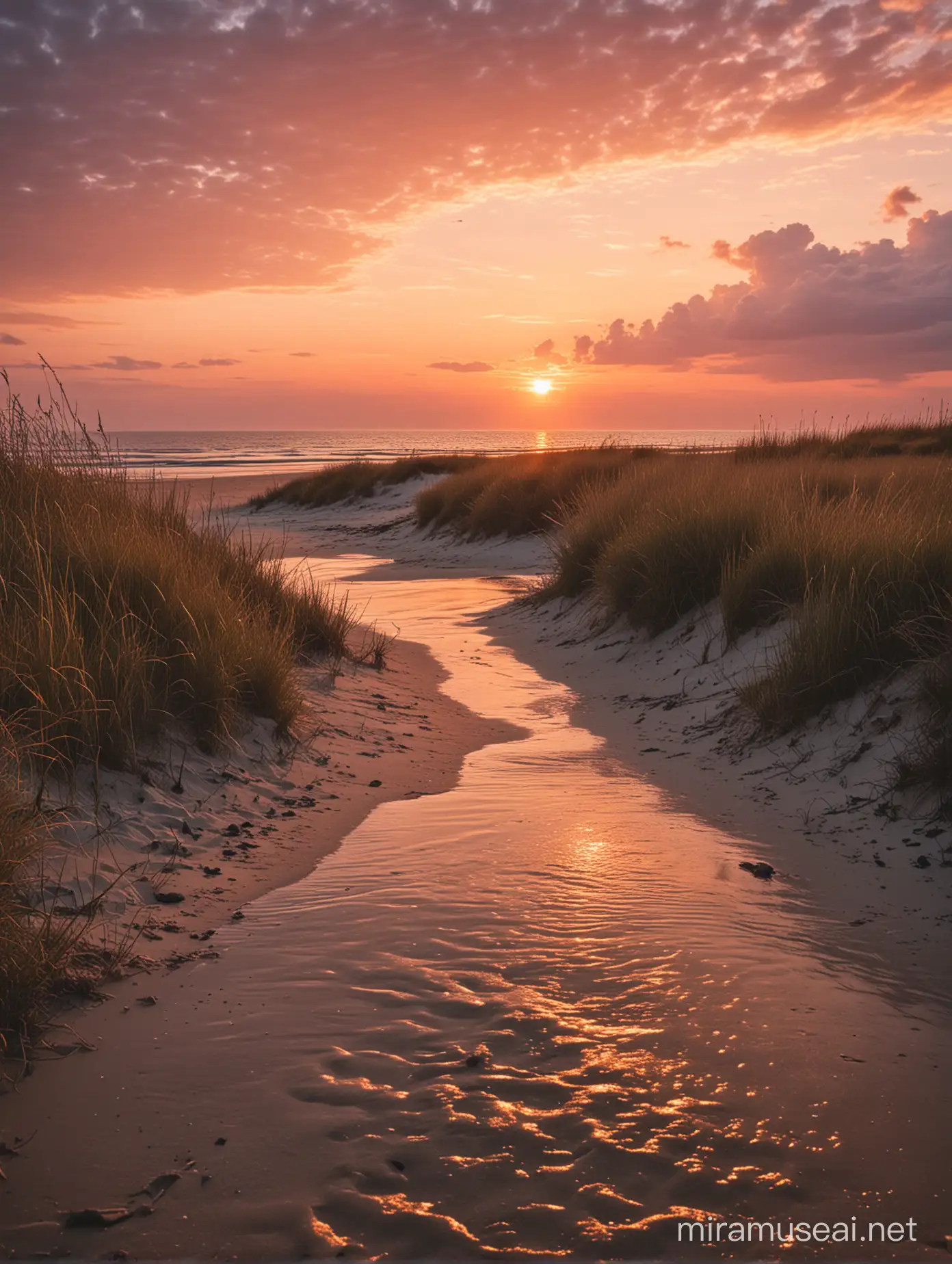 a wonderful photograph from a sunet near a beach in early summer, serne feelings, nostalgic vibes, wonderful colors
