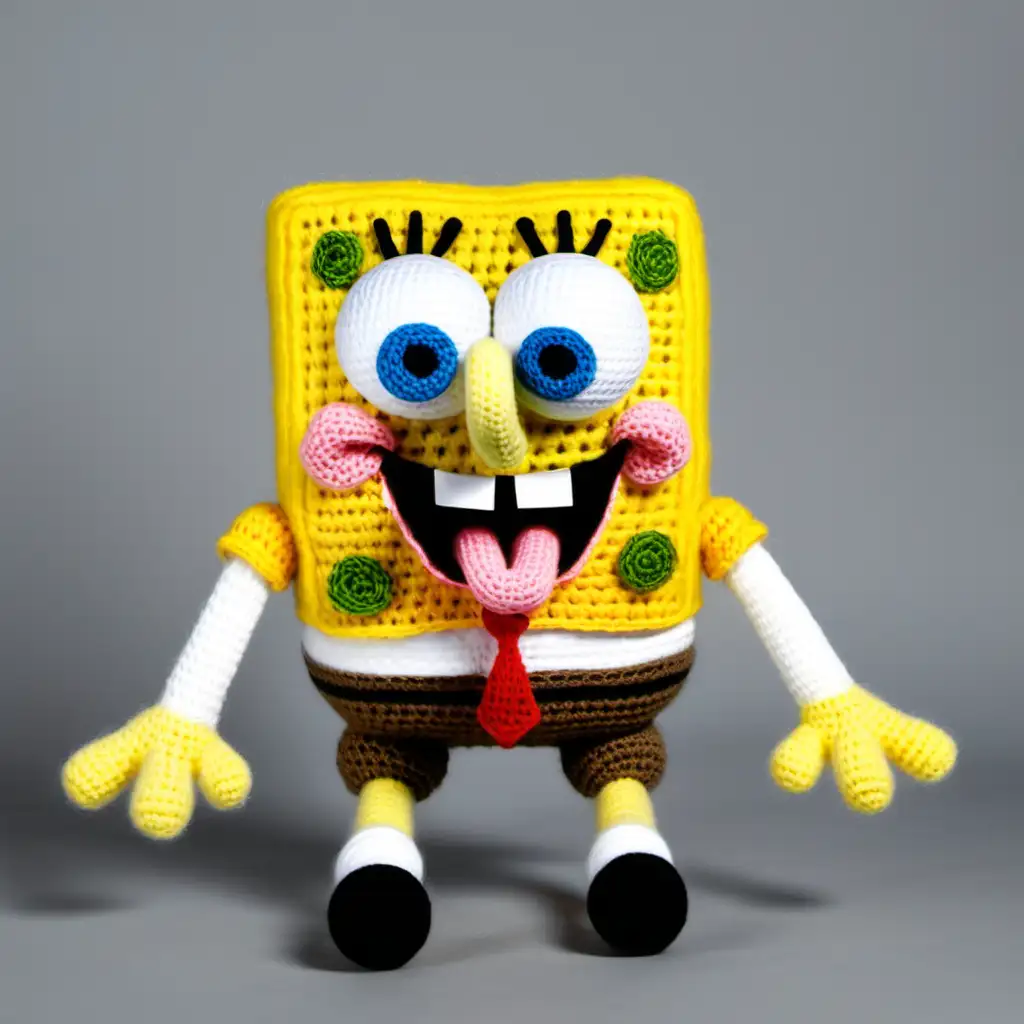 Handcrafted Realistic Crochet SpongeBob SquarePants Stuffed Animal