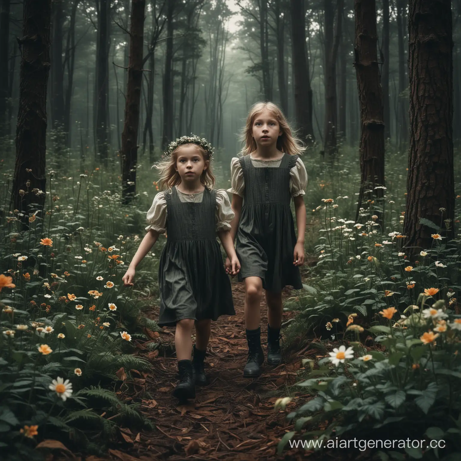 Enchanted-Forest-Adventure-Children-Exploring-Amidst-Floral-Mysteries-in-HighQuality-Y2K-Style