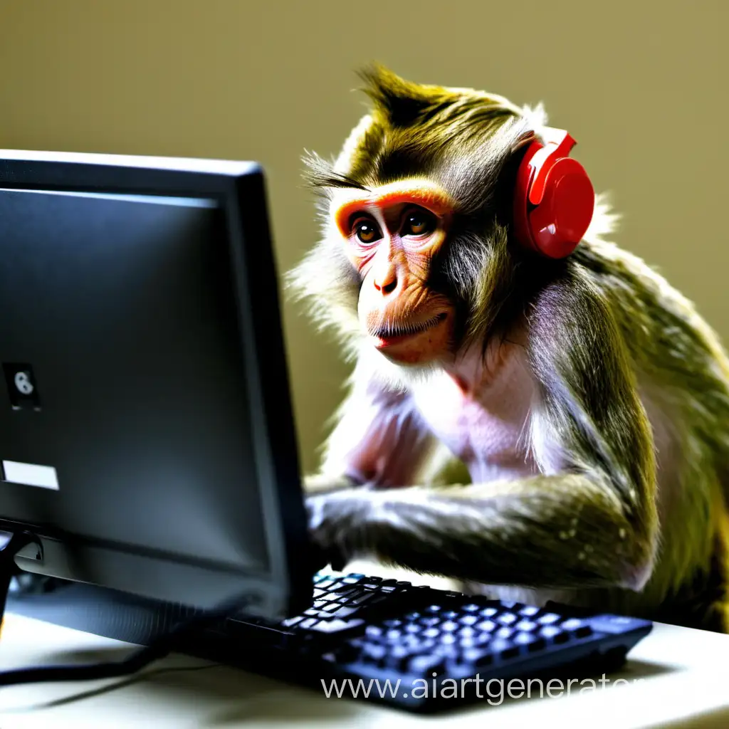 Playful-Monkey-Interacting-with-a-Computer