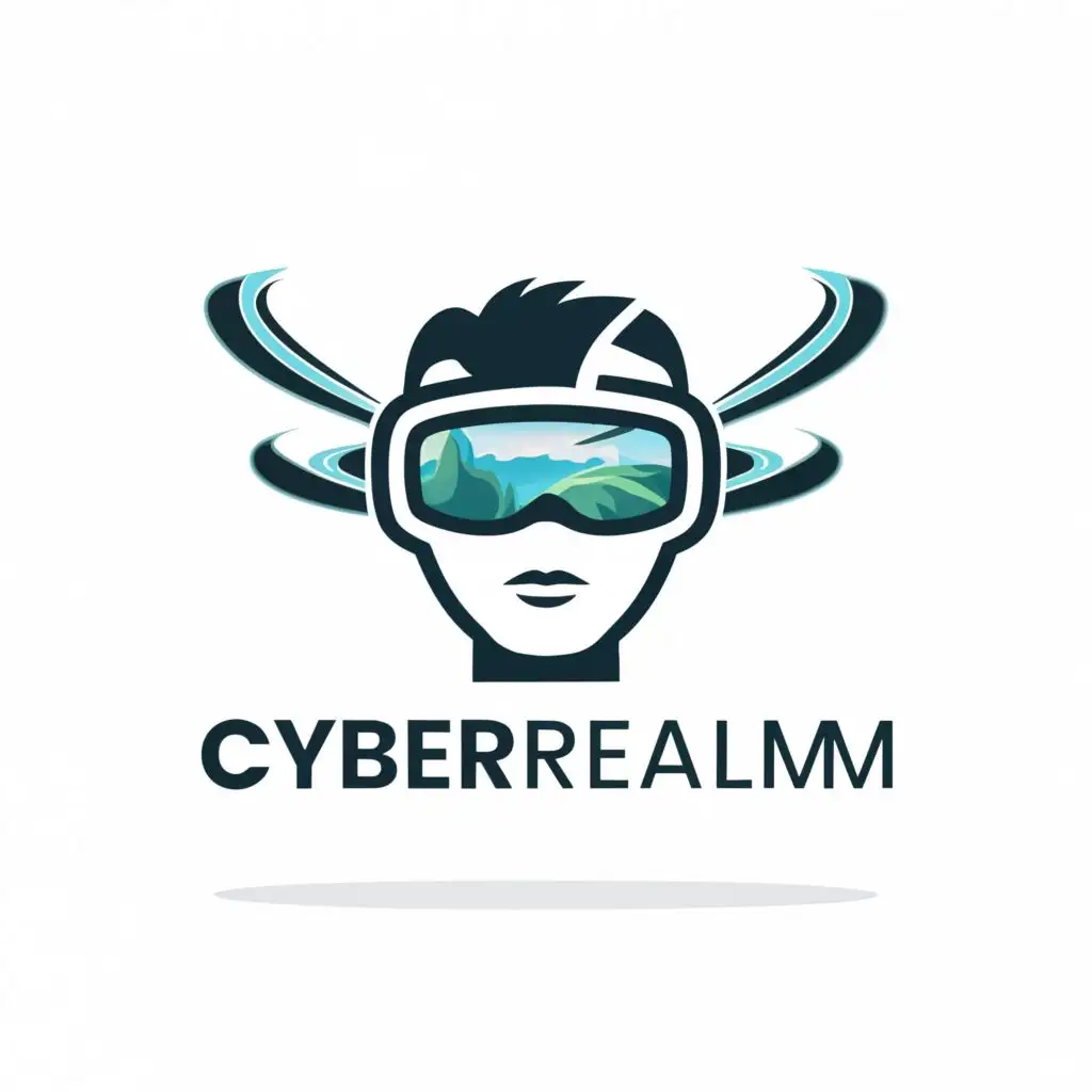 a logo design,with the text "CyberRealm", main symbol:- **Logo Information:**
- Virtual Reality Theme: The logo captures the immersive and futuristic nature of virtual reality
gaming.
- Iconography: Symbols such as VR headsets, futuristic landscapes, or abstract geometric
shapes convey the virtual reality experience.
- Typography: Futuristic and sleek fonts evoke the high-tech nature of virtual reality gaming,
while ensuring readability.
- Colors: Futuristic colors like blues, purples, and neons, representing technology, immersion,
and innovation.
- Clean Lines: Sharp and streamlined design elements promote clarity and convey the futuristic
aesthetic of virtual reality.
- Integration: Seamless integration of elements creates a visually striking logo that reflects the
company's commitment to immersive gaming experiences.,Moderate,be used in Sports Fitness industry,clear background