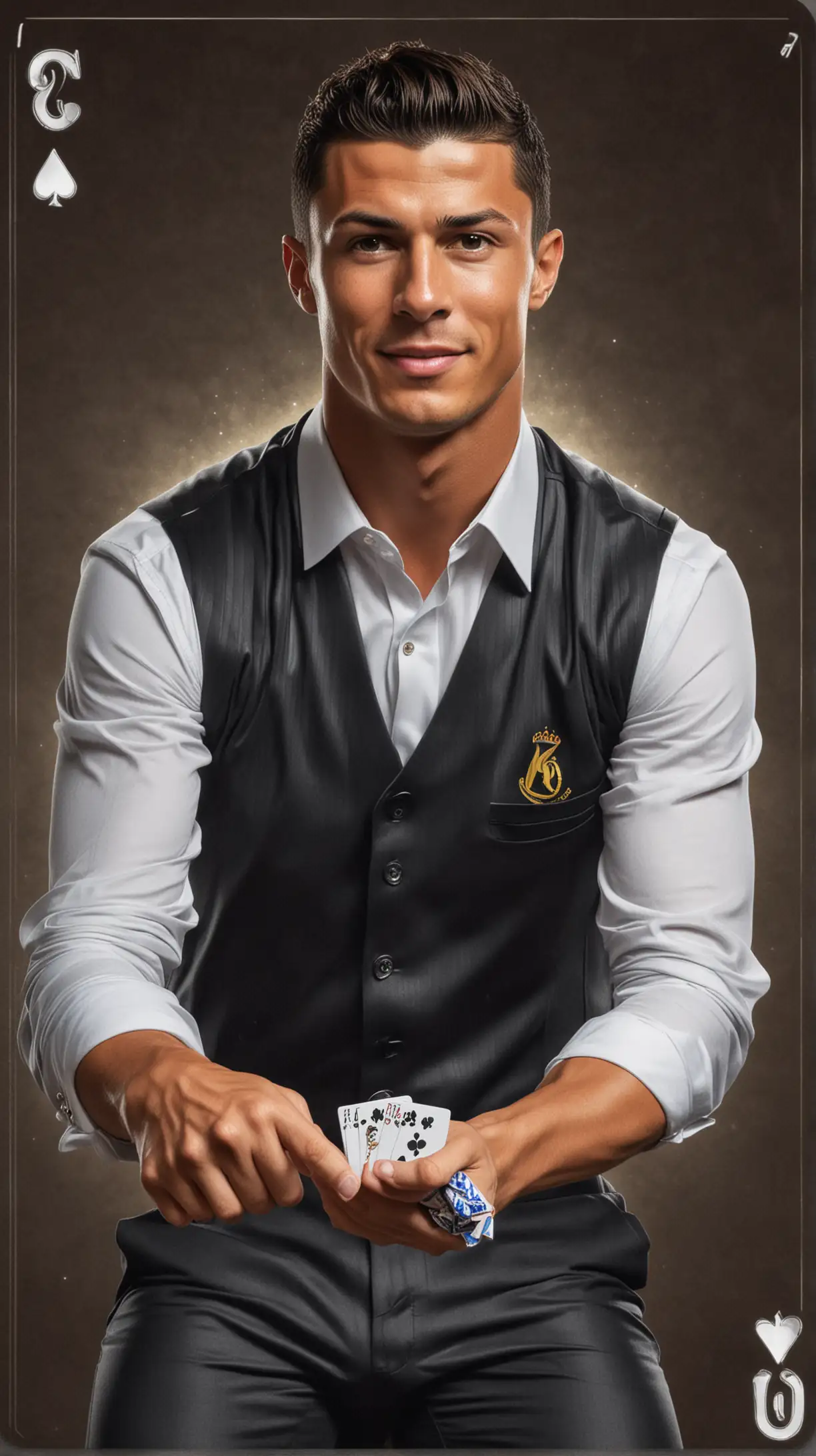 Cristiano Ronaldo playing cards