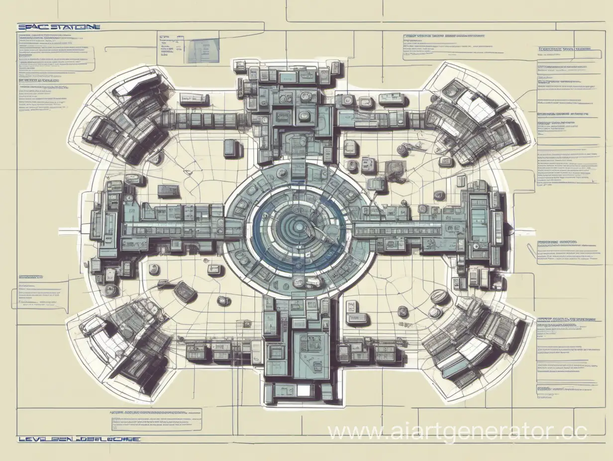 space station layout scheme, level design