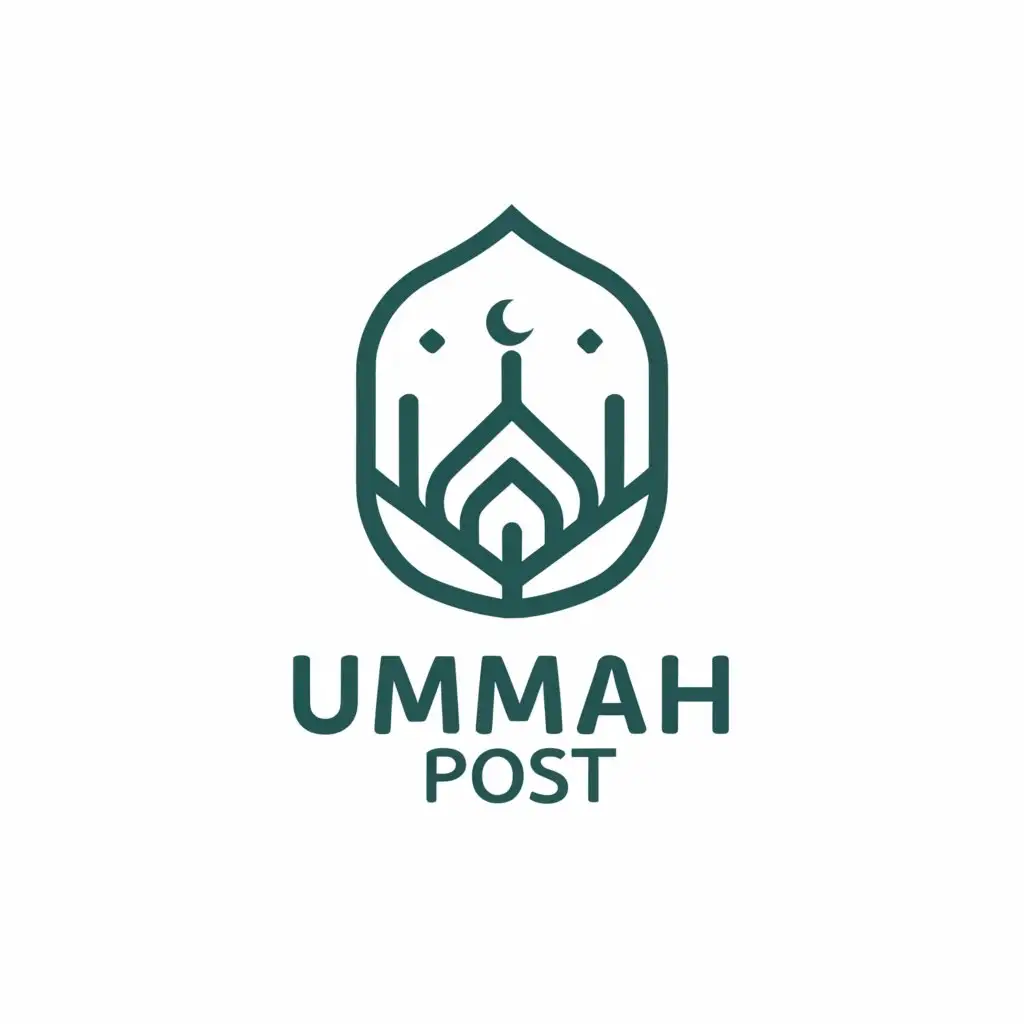 a logo design,with the text "Ummah Post", main symbol:text with mosque design with different design,Moderate,be used in Religious industry,clear background