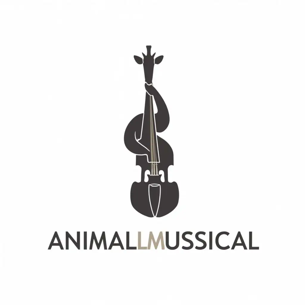 a logo design,with the text "Animal Musical", main symbol:giraffe double bassist,Minimalistic,be used in Events industry,clear background