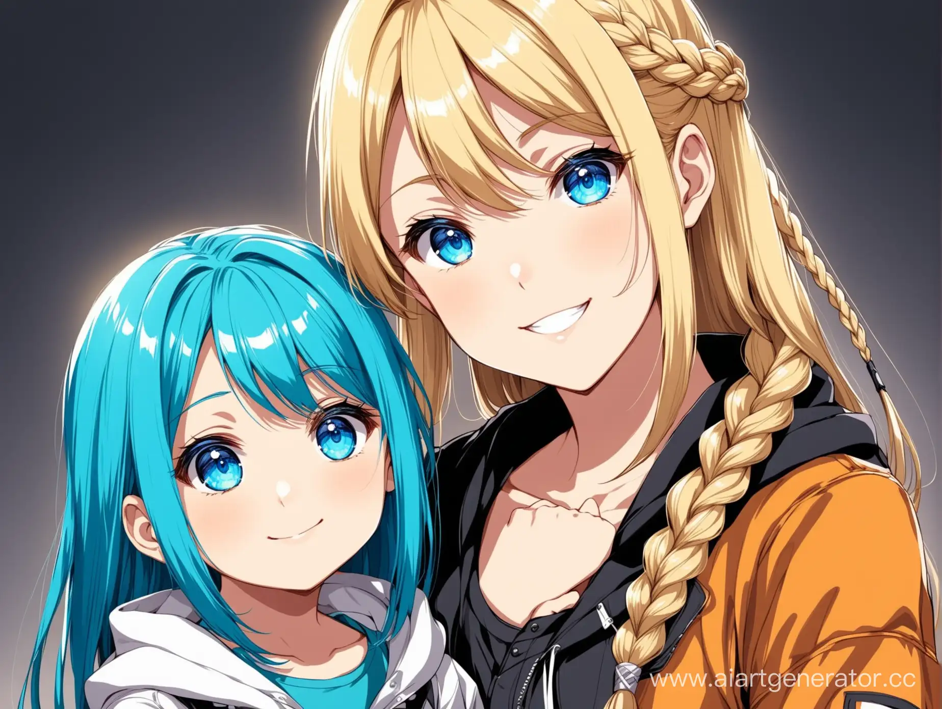 Anime-Mother-and-Children-Stylish-Blonde-Family-Portrait-in-Anime-Style