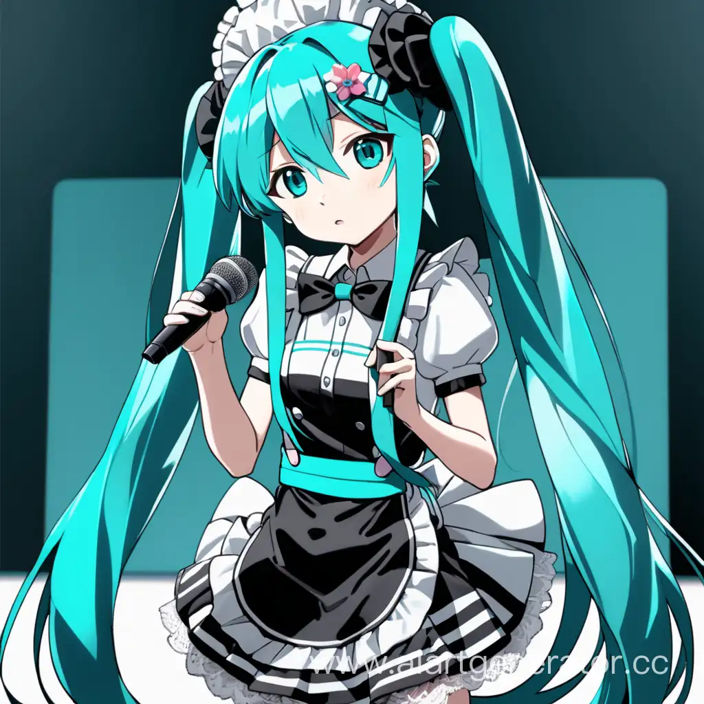 Melancholic-Hatsune-Miku-Performing-in-Maidlike-Attire-with-Closed-Eyes