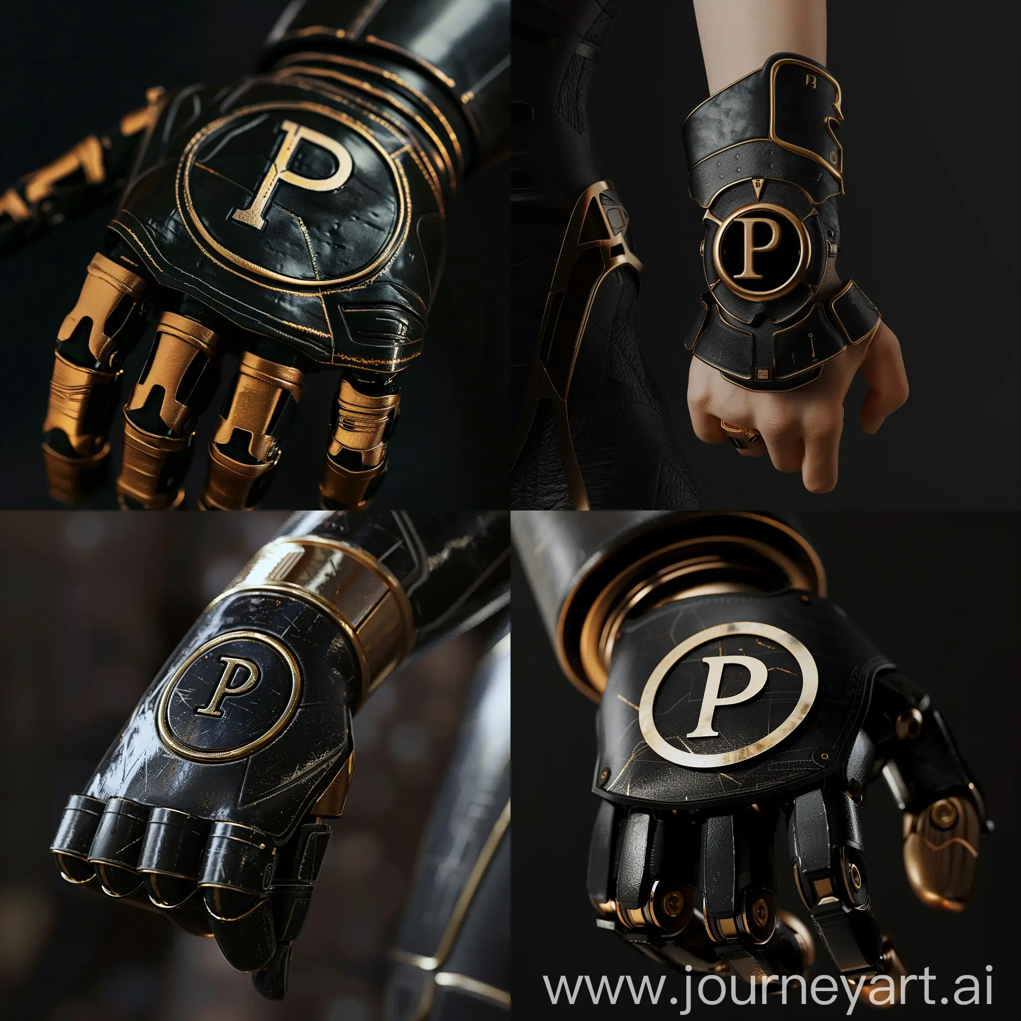 Futuristic-Prosthetic-The-Letter-P-in-a-Circle-with-BlackGold-Shades