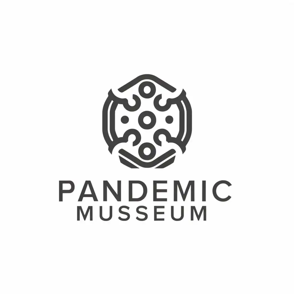 a logo design, with the text 'pandemic museum', main symbol: museum bacteria, Minimalistic, clear background erase the double u at museum