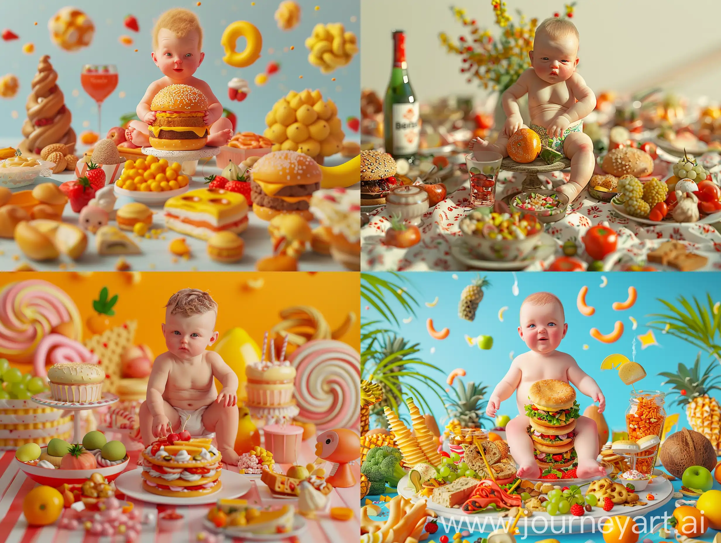 Baby-Sitting-on-Table-Surrounded-by-Food-Ultra-Realistic-3D-Render-Advertisement