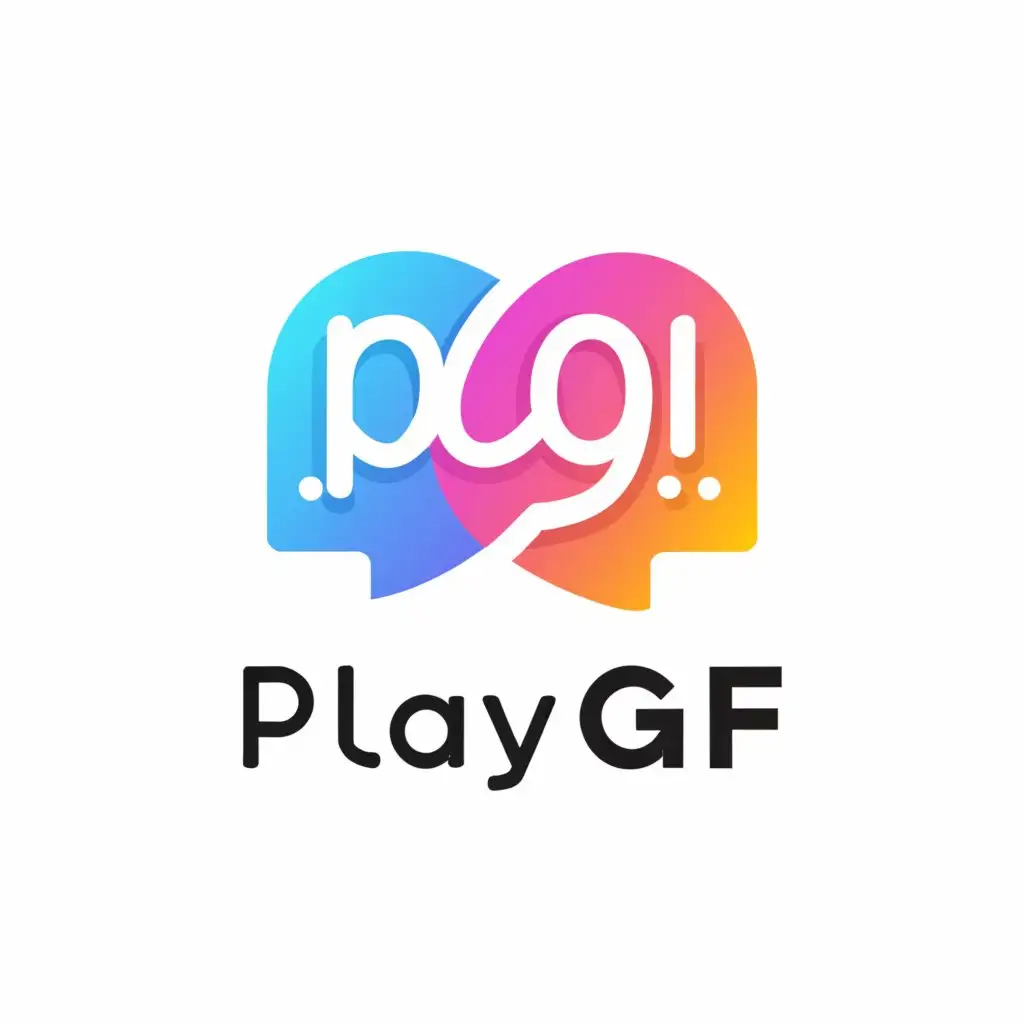 a logo design,with the text "PLAYGF", main symbol:chatroom,Moderate,be used in Entertainment industry,clear background