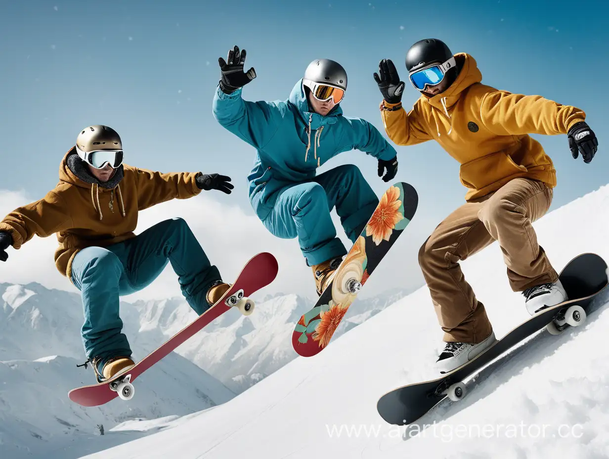 Renaissance-Snowboarding-Dramatic-Poses-in-a-Winter-Wonderland