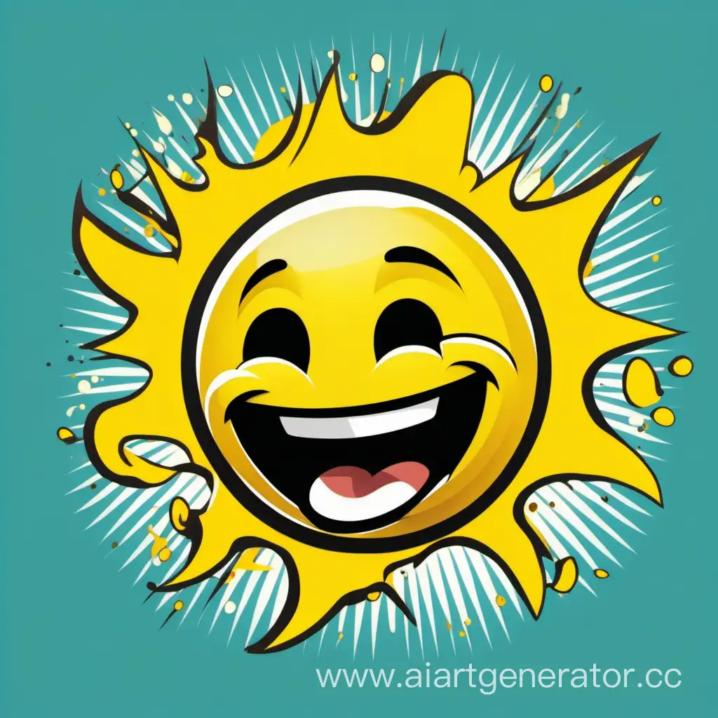 the logo of the telegram channel in cartoon style, which depicts a yellow smiley face whose brain explodes with laughter