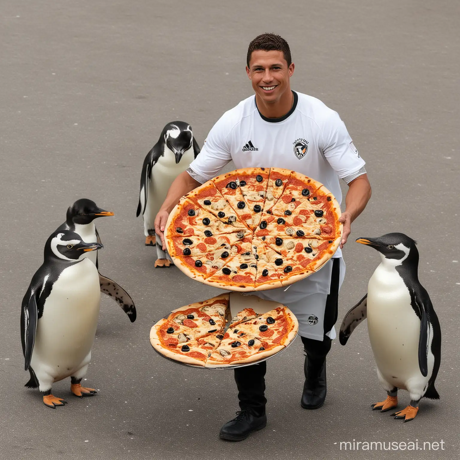 Fischtown Pinguins Delivering Pizzas to Christiano Ronaldo