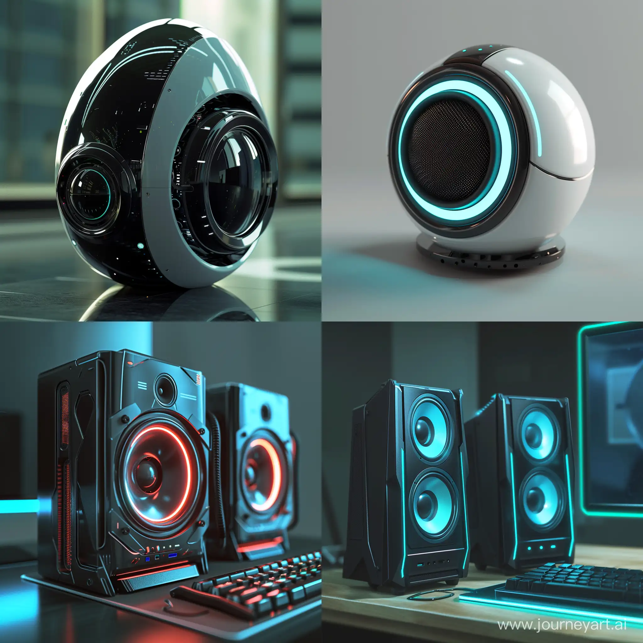 Futuristic-PC-Speakers-in-Cinematic-Style-HighTech-Audio-Experience