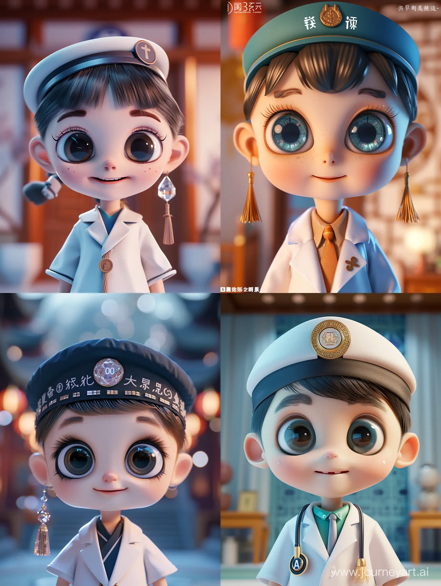 Adorable-3D-Cartoon-Doctor-with-Chinese-Architectural-Influence-and-Movie-Lighting