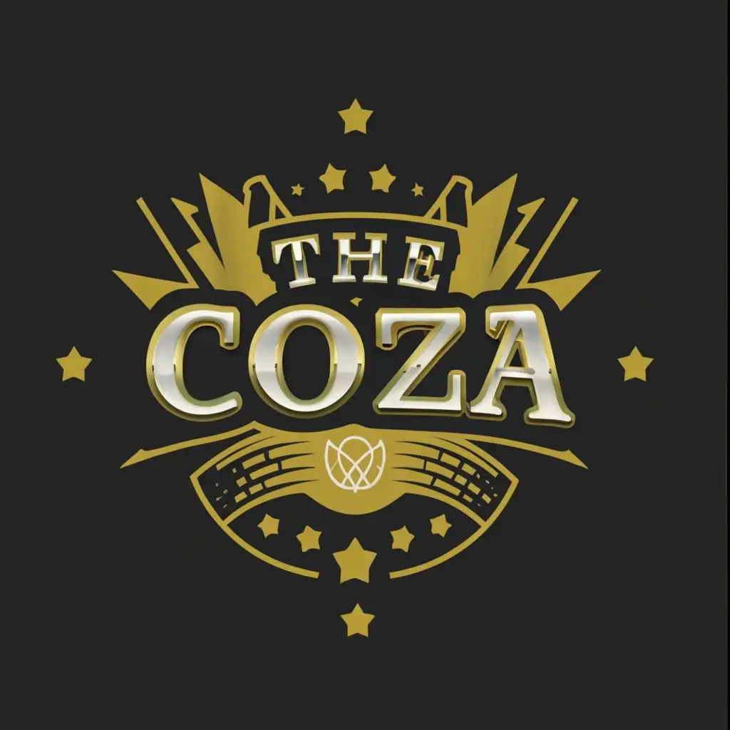 a logo design,with the text "The Coza", main symbol:World Champion, Big Gold Belt, Crumrine, Galaxy, Star, Lightning,complex,be used in Religious industry,clear background