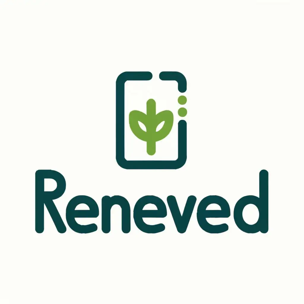a logo design,with the text "renewed", main symbol:mobilephone and tree, green color, forest, planet,Moderate,be used in Retail industry,clear background
