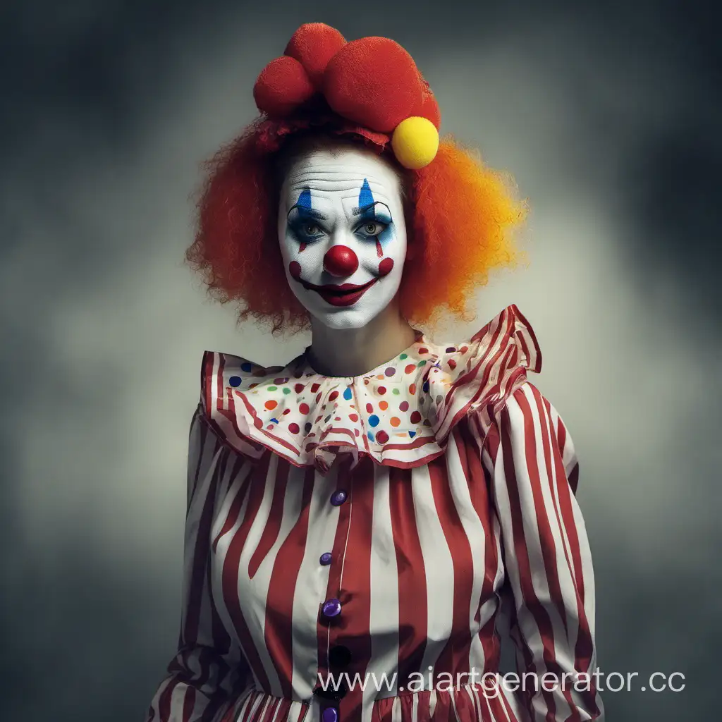 Colorful-Clown-Woman-Performing-in-Circus-Arena
