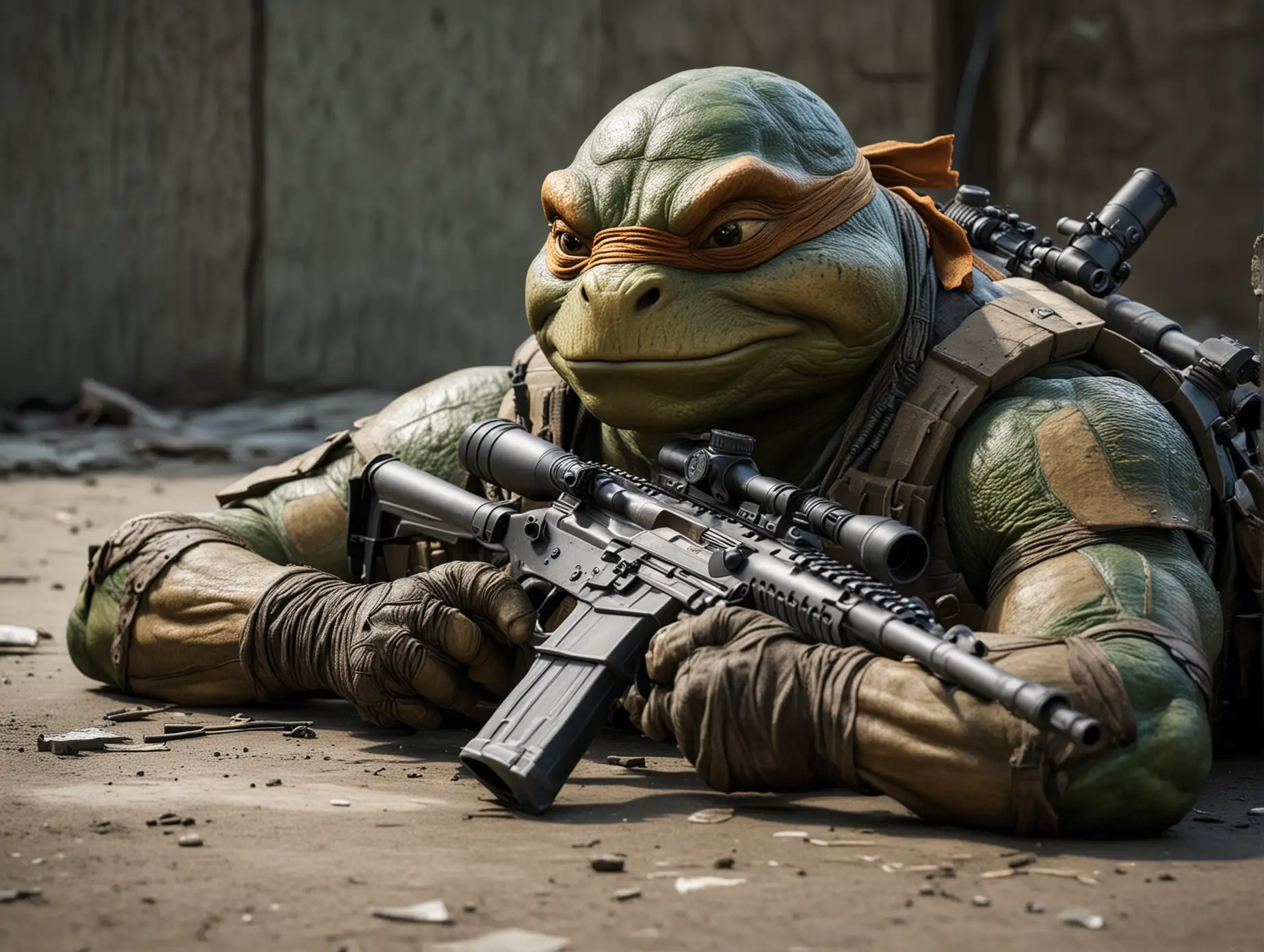 Ninja Turtle Leonardo in Stealth Mode with Sniper Rifle