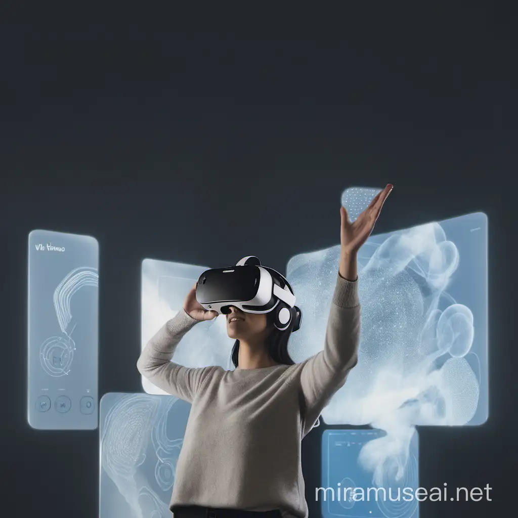 One person interacts with air using VR