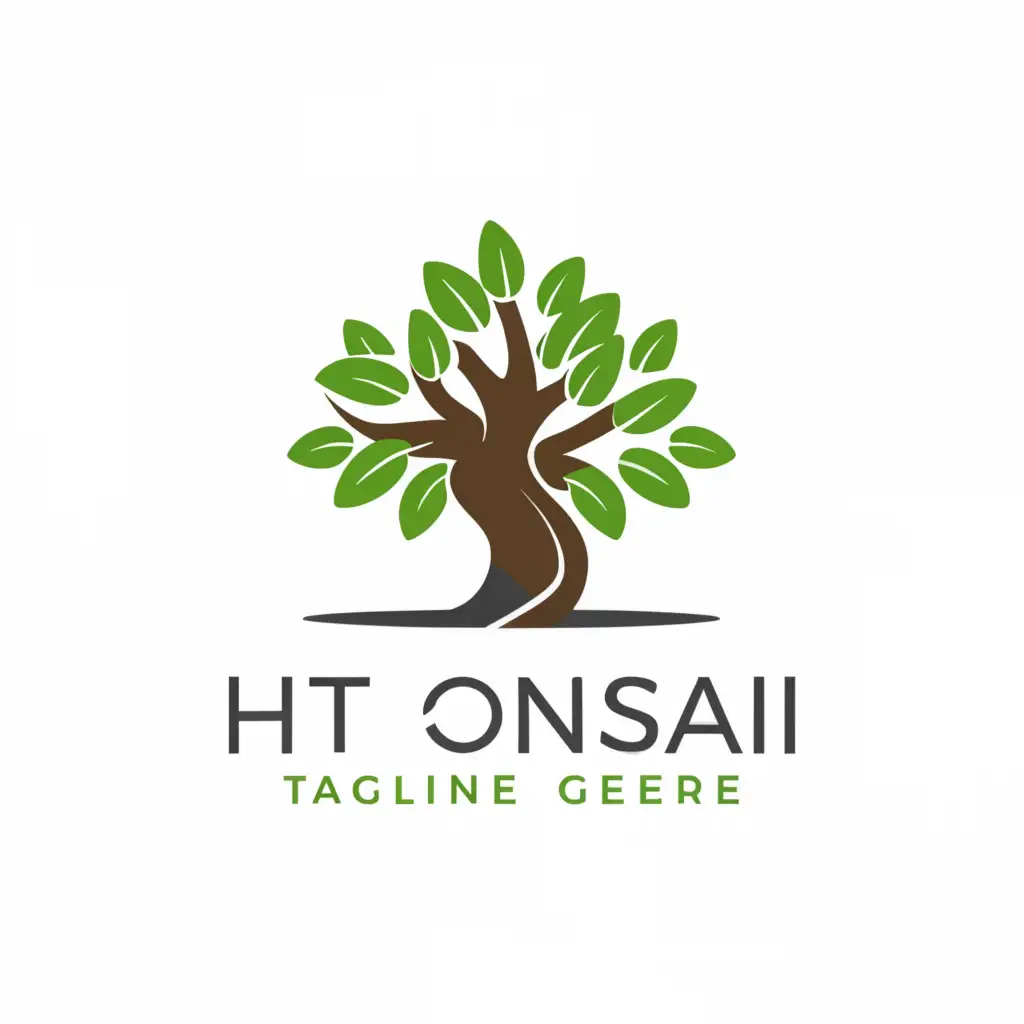 a logo design,with the text "HT Bonsai", main symbol:Tree,Minimalistic,be used in Home Family industry,clear background