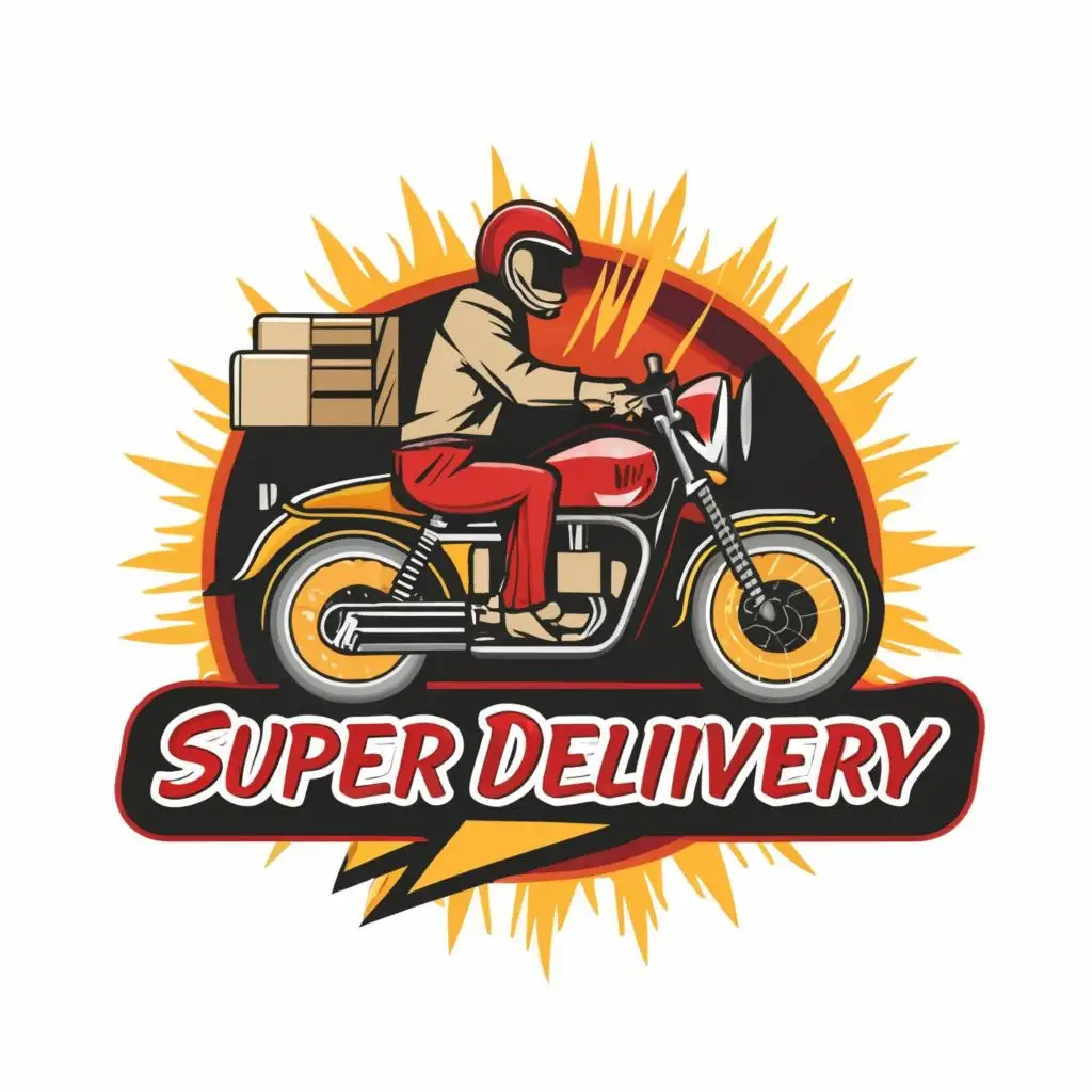 LOGO-Design-for-Super-Delivery-Dynamic-Motocycle-Typography-for-Restaurant-Industry