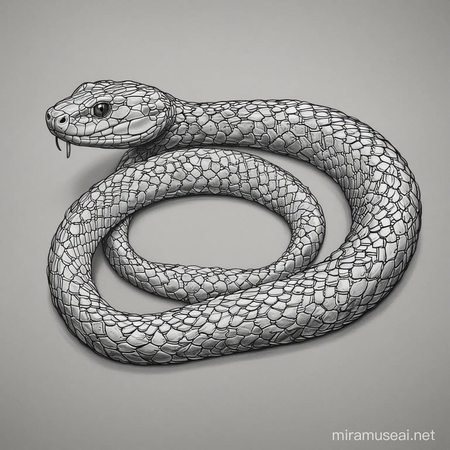 Monochromatic Outline Drawing of a Catsnake