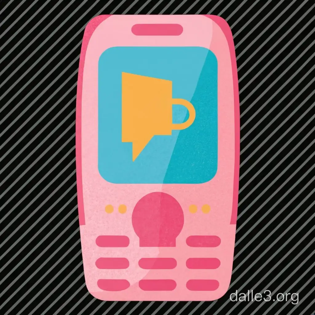 Phone, pink, y2k, 2010 style, cartoon, Nokia, close up, front view