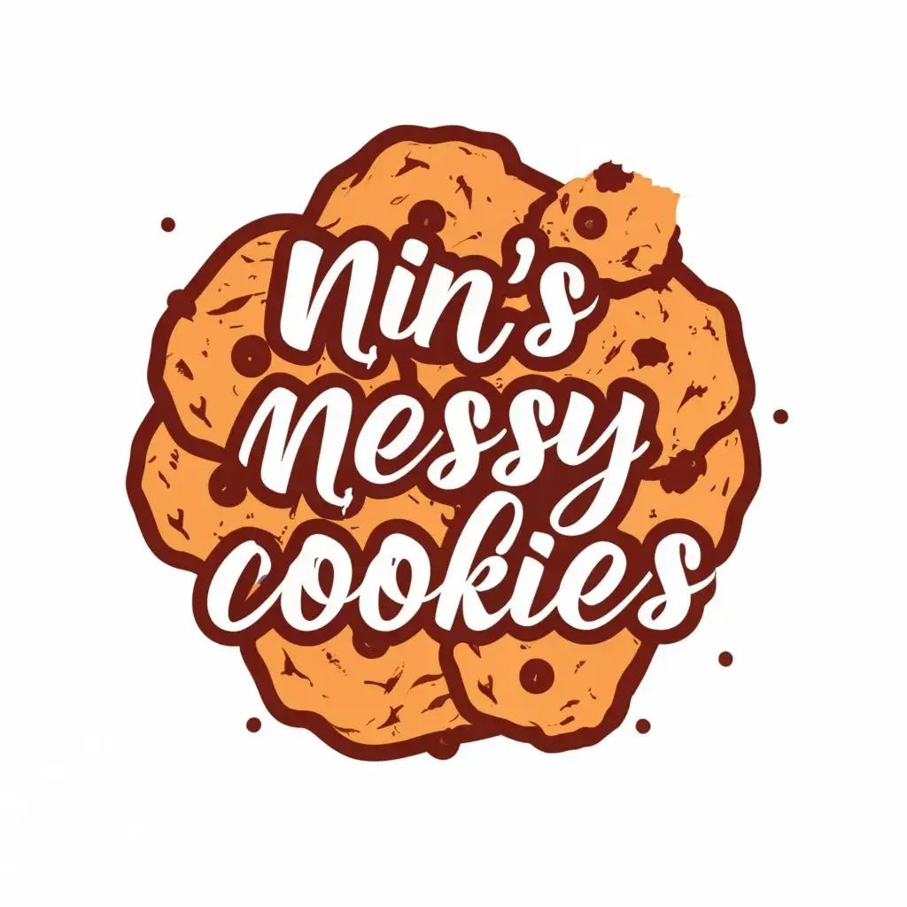 LOGO-Design-For-Nins-Messy-Cookies-Whimsical-Font-with-Delicious-Cookie-Illustration