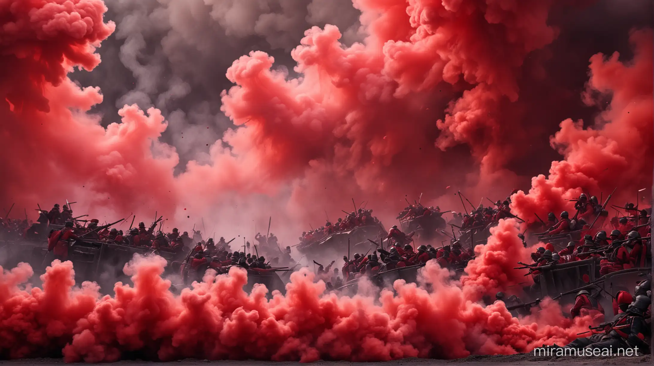 un fondo de una batlla en guerra con los colores rojo y negro bien atractivo pero sin personas solom un fondo con humos 
