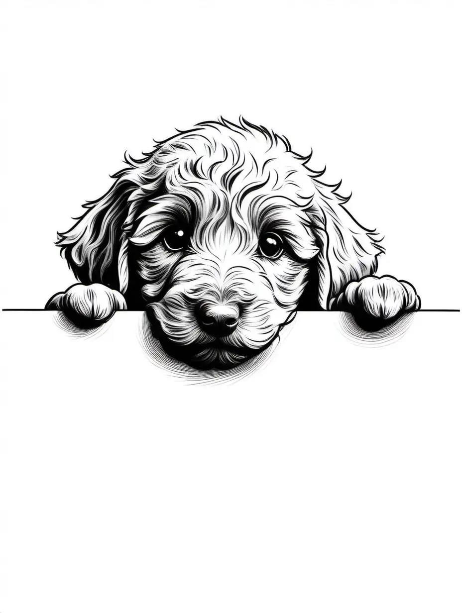 Adorable Labradoodle Puppy Peeking Sketch